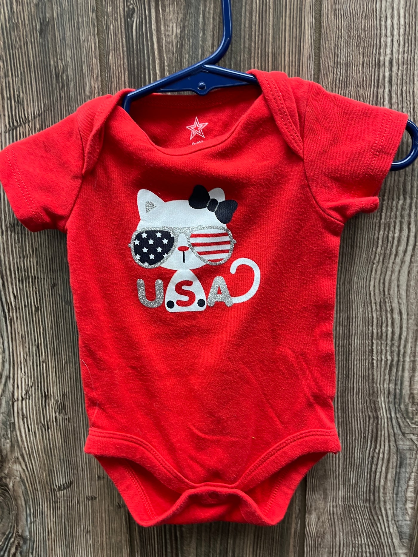 Girl 0-3 mo USA Short Sleeve Onesie with Cat