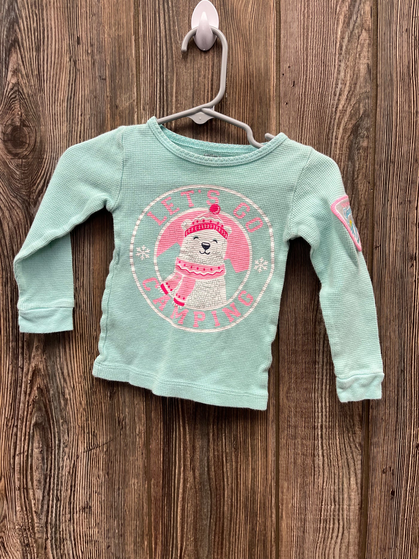 Girls Mint Green Thermal Polar Bear Long Sleeve Shirt