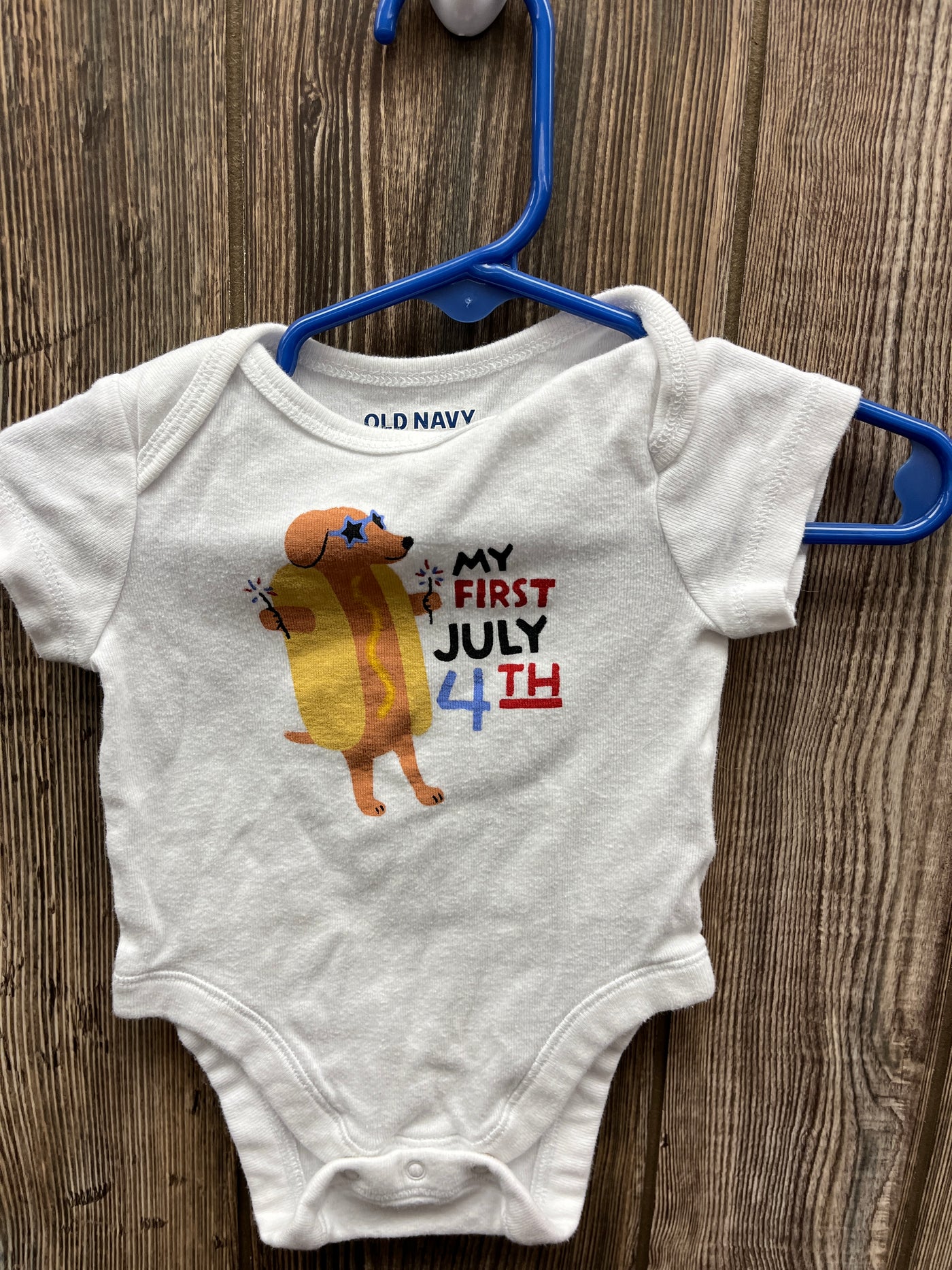 Boys 0-3 mo My 1st 4th Onesie with Hot Dog