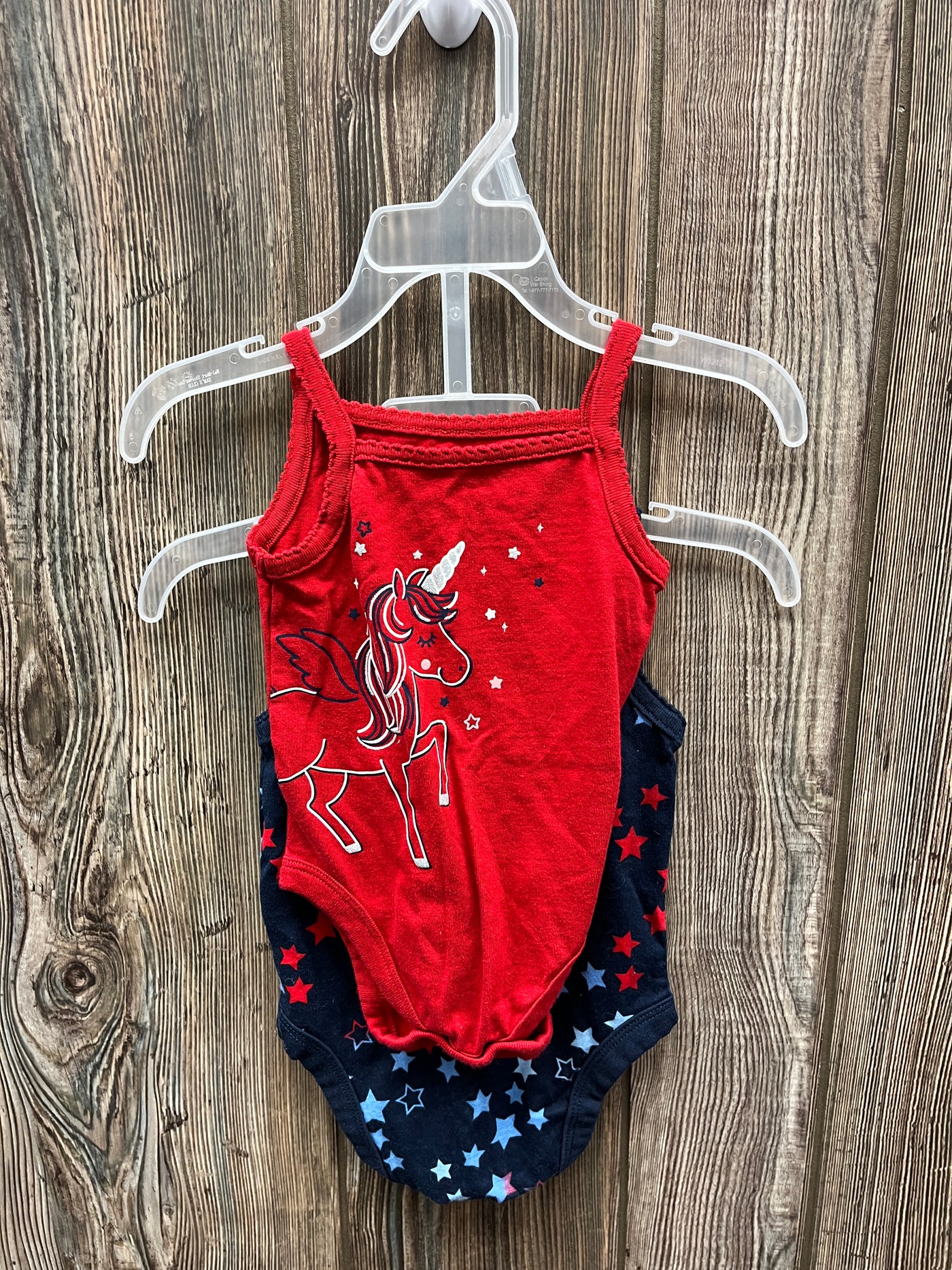 Girl 0-3 mo 2 Pack of Red White and Blue Tank Onesies