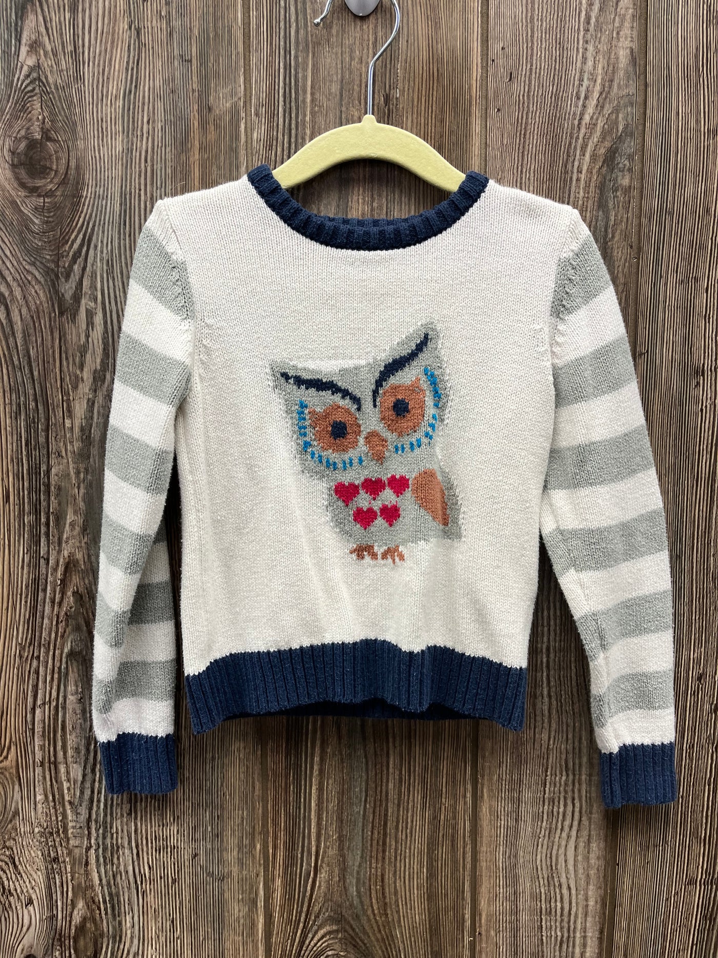 Girls 4 Gray Owl Long Sleeve Sweater