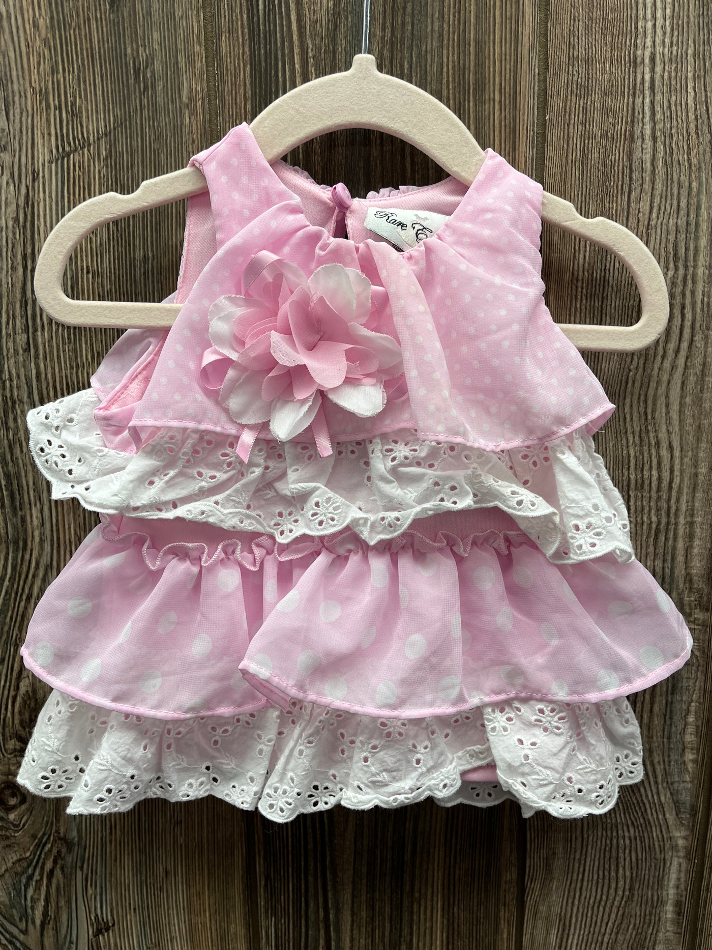 Girl 6-9 mo Pink and White Ruffle Tank Top