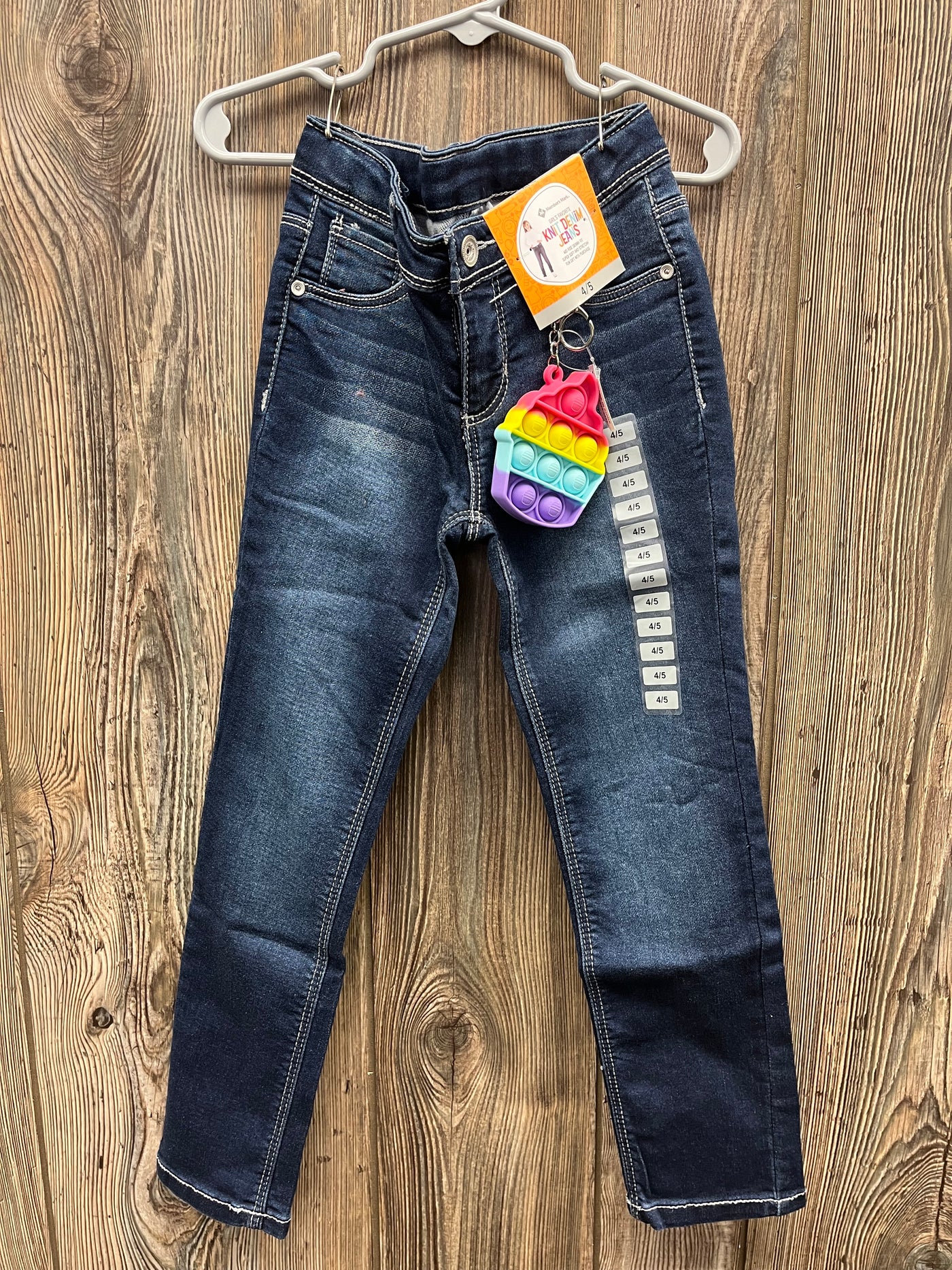 Girls 4/5 Blue Jeans NEW with Pop It