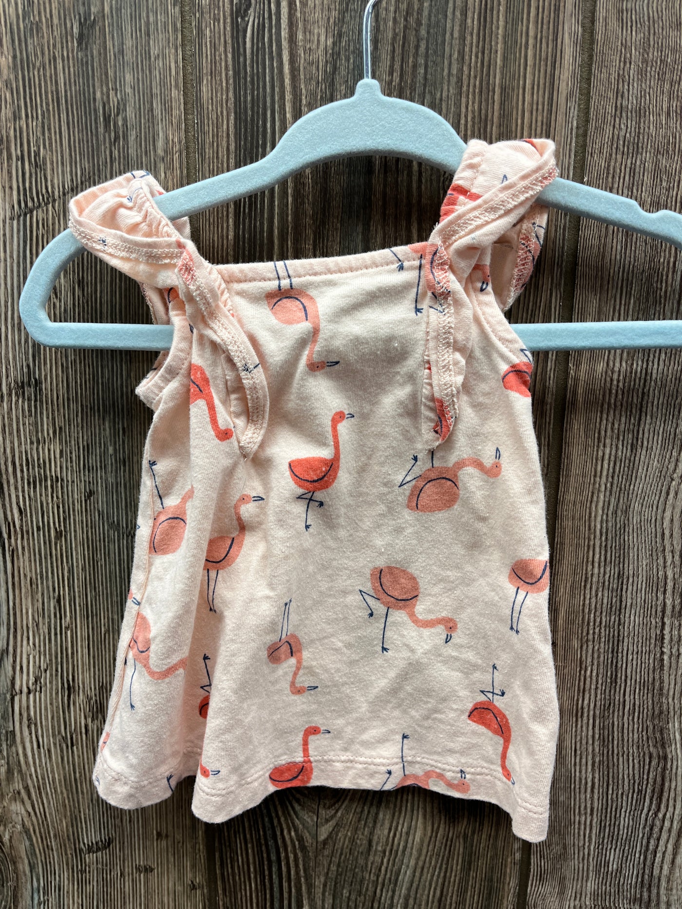 Girl Newborn Pink Tank Top with Flamingos