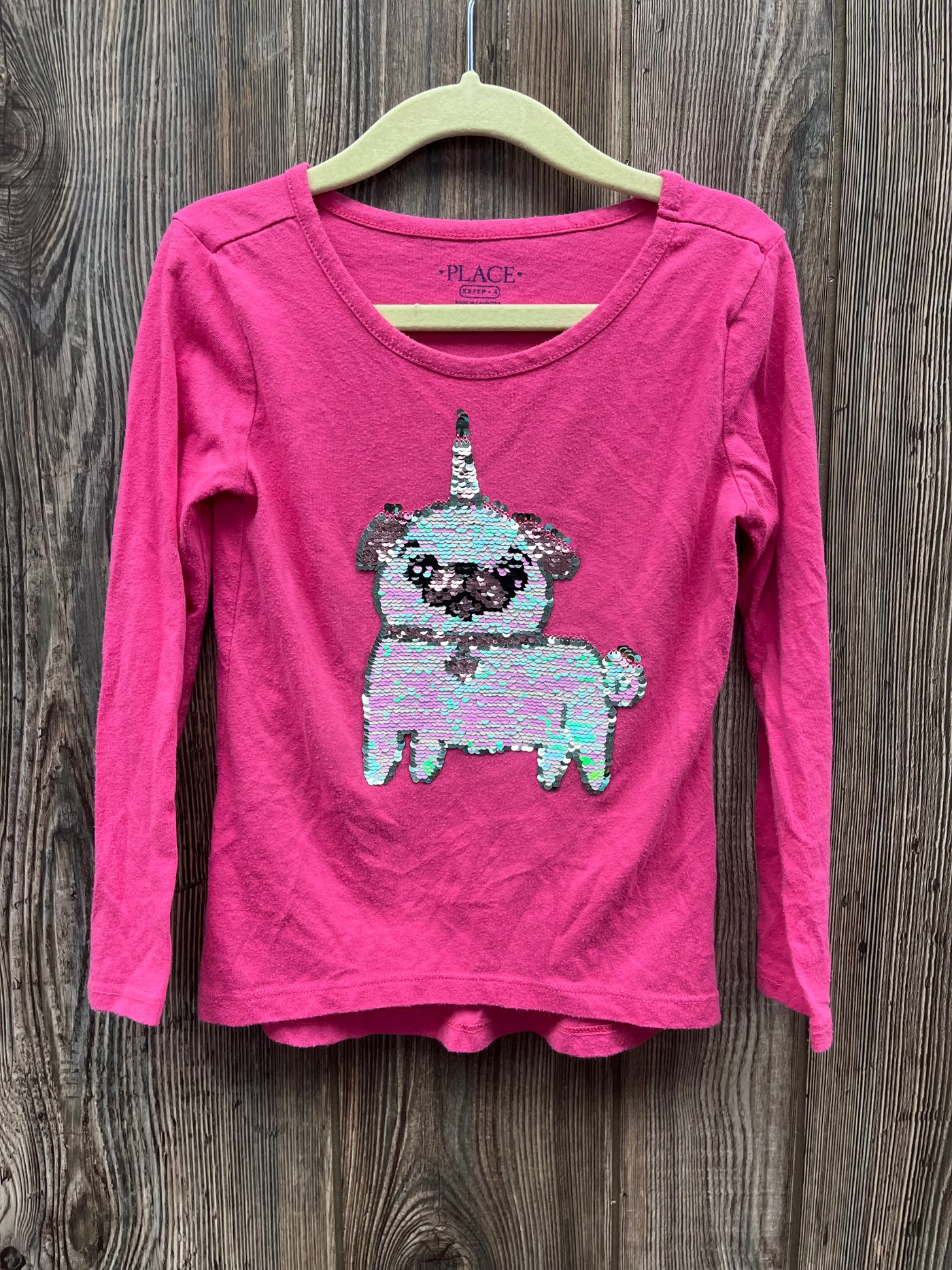 Girls Pink Pugicorn Long Sleeve Top