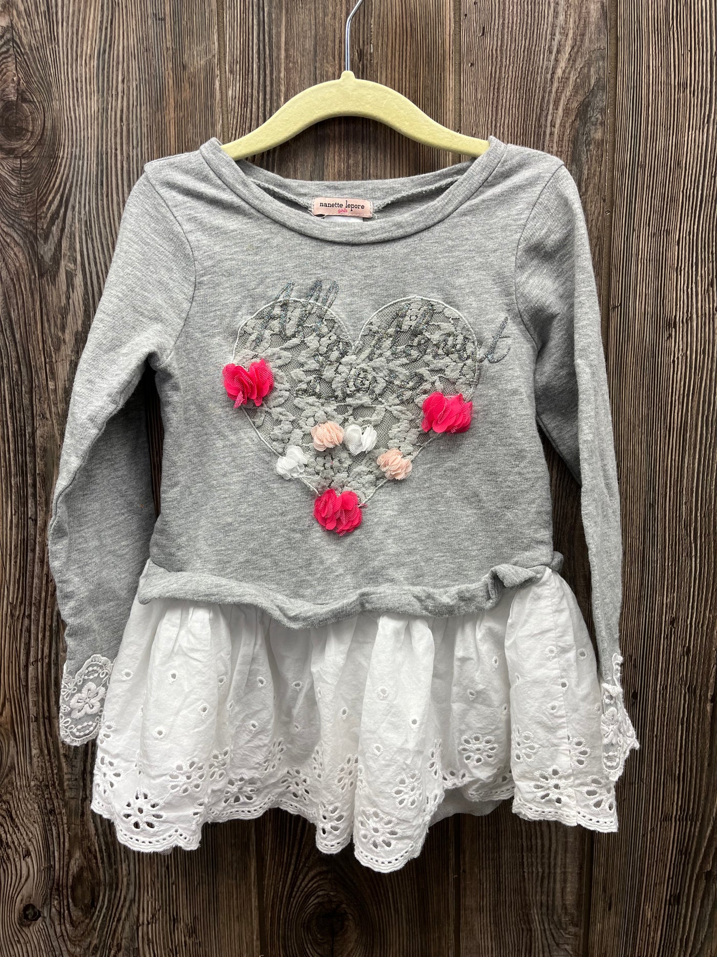 Girls Gray All About Love Long Sleeve Top