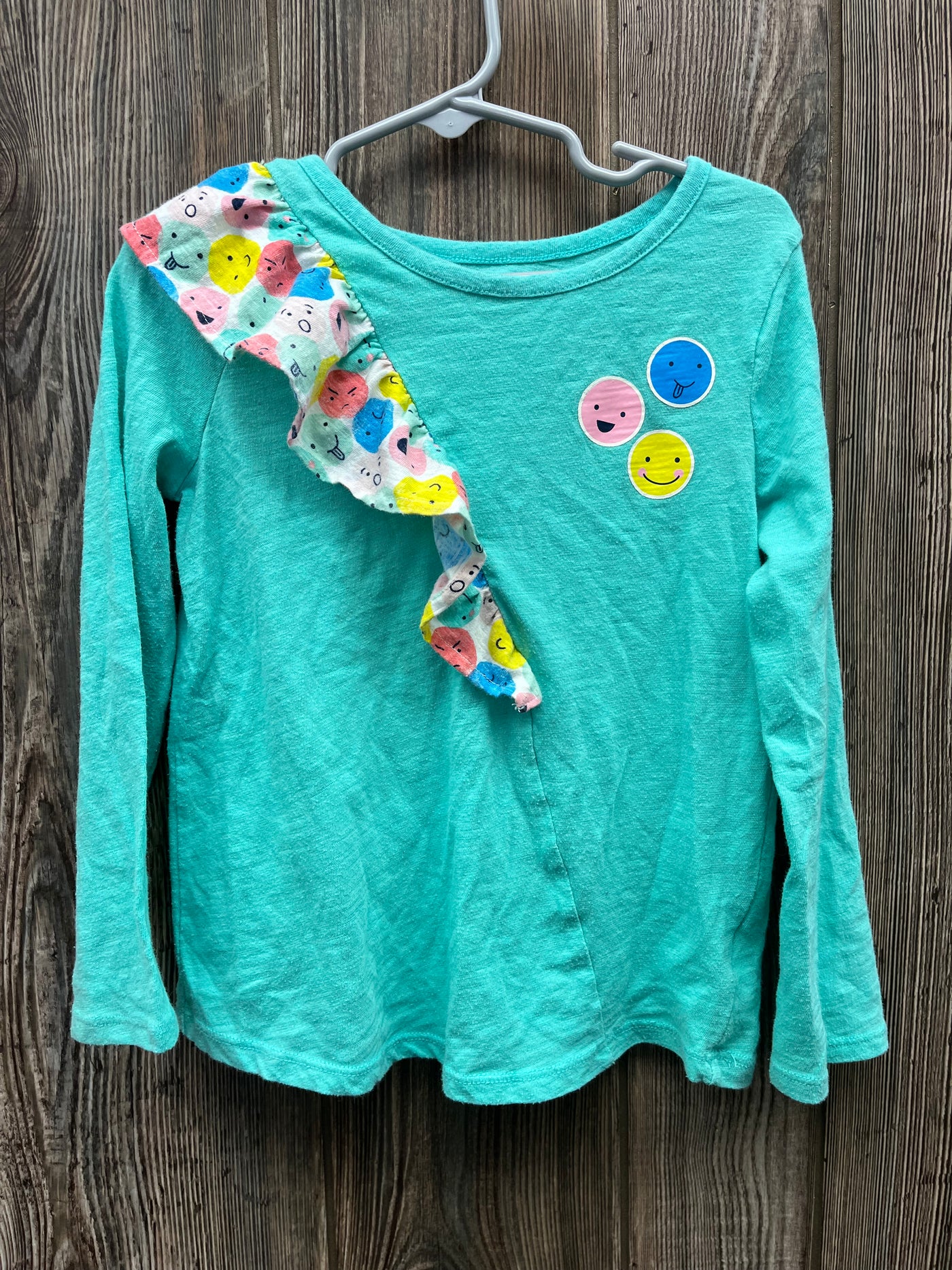 Girls Blue with Smiley Faces Long Sleeve Top