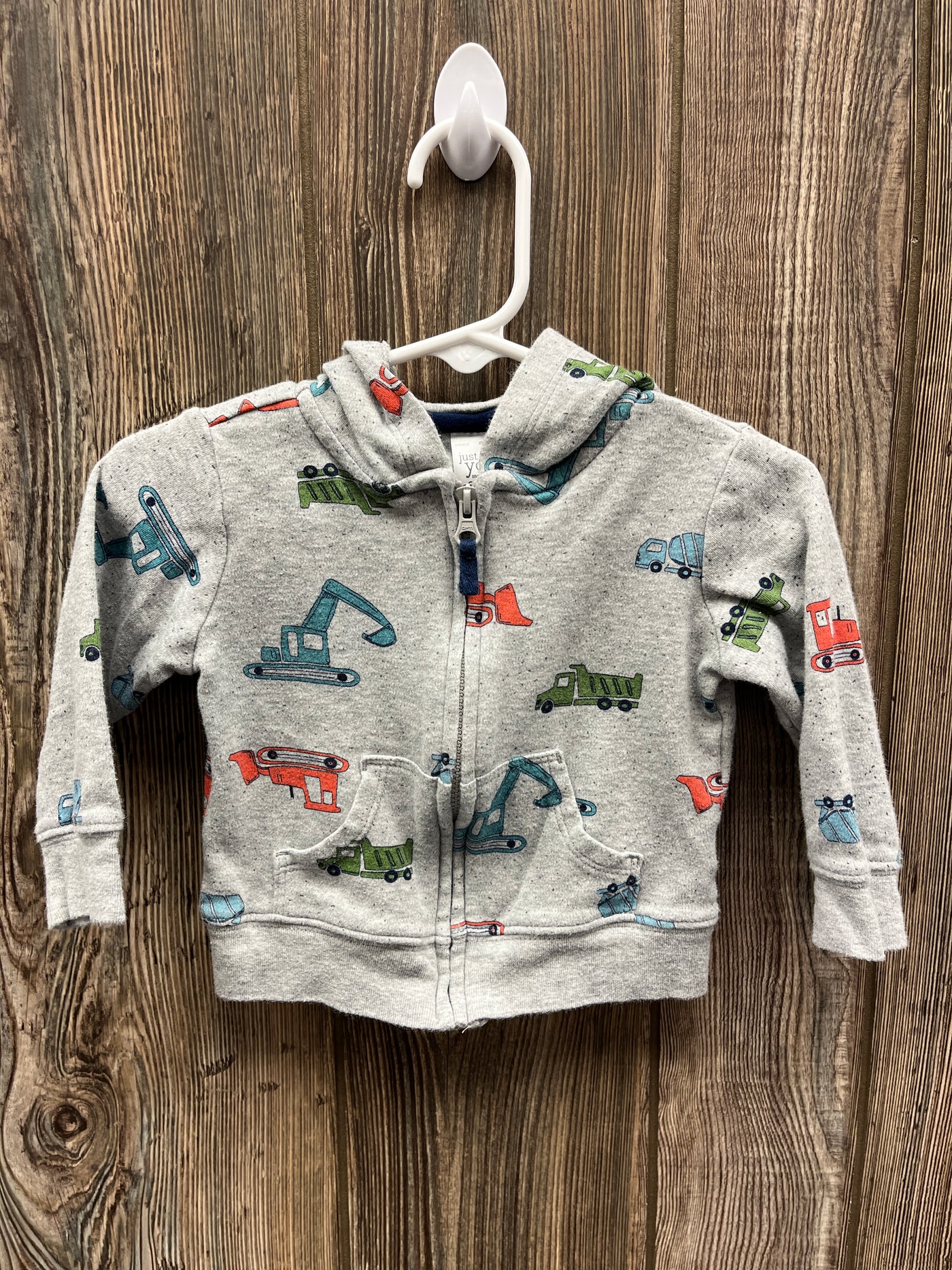 Boys 9 mo Gray Construction Zip Up Hoodie