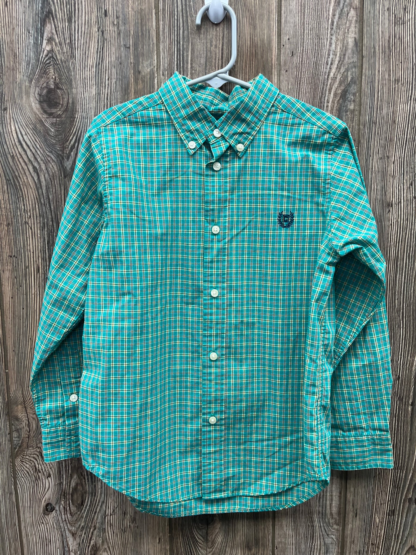 Boys Green Chaps Long Sleeve Dress Shirt