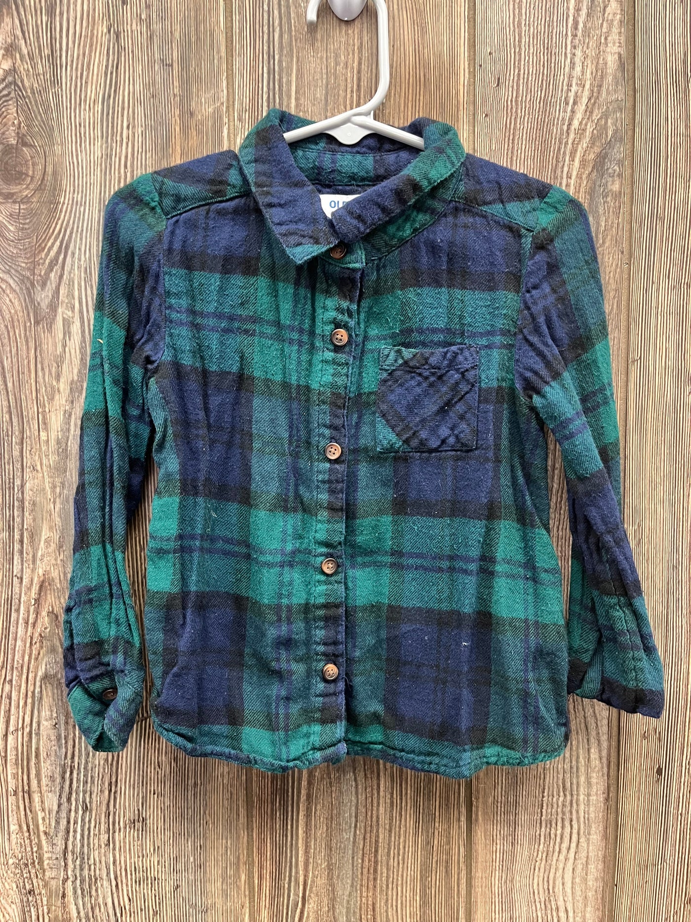 Boys 4T Blue Green Plaid Flannel Long Sleeve Top