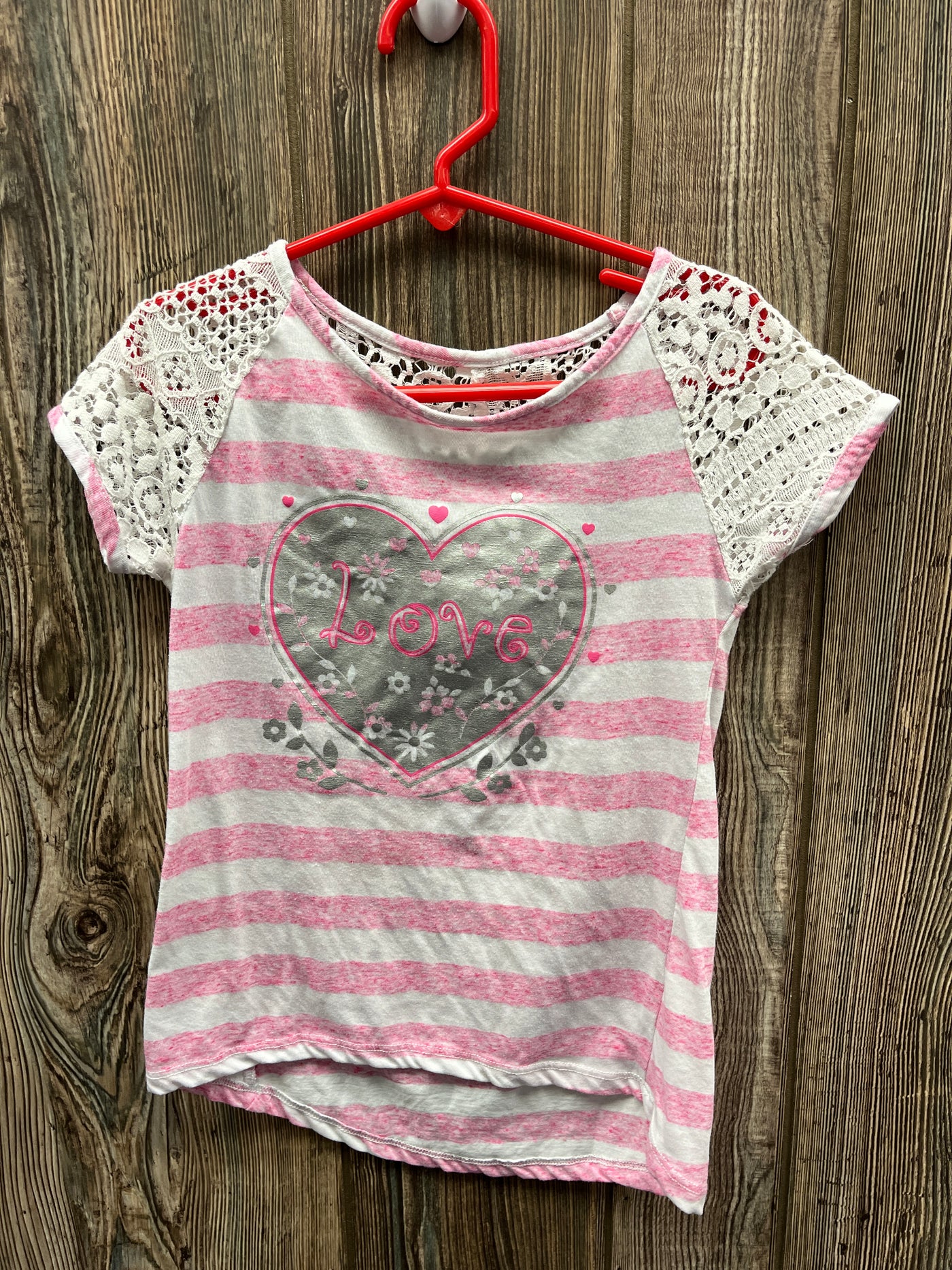 Girl 6/6x Love Heart Short Sleeve Shirt