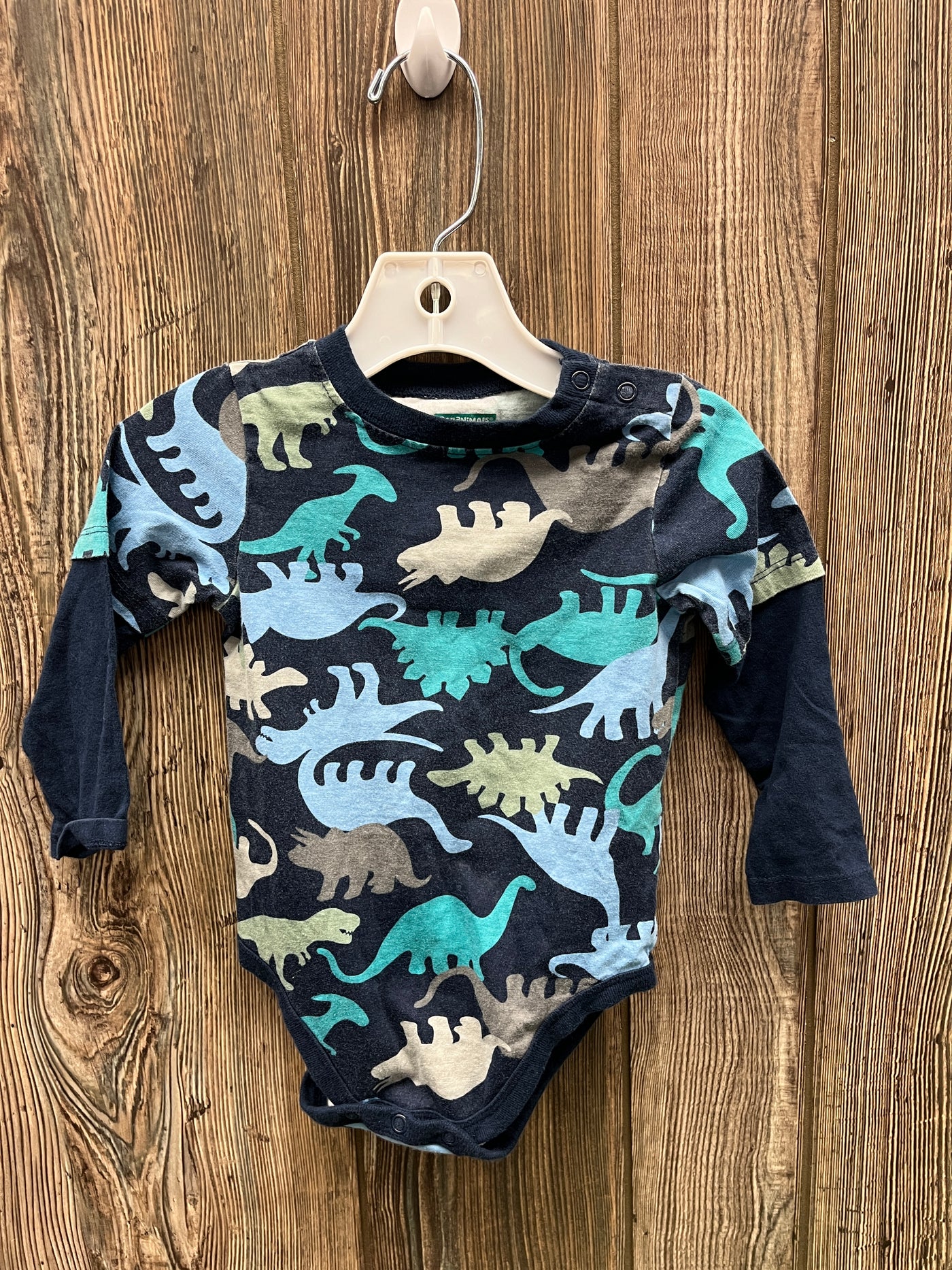 Boys 18 mo Blue Dinosaur Long Sleeve Onesie