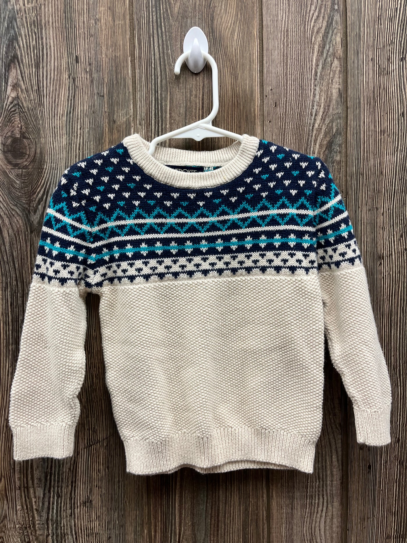 Girls 3T Cream Blue Sweater