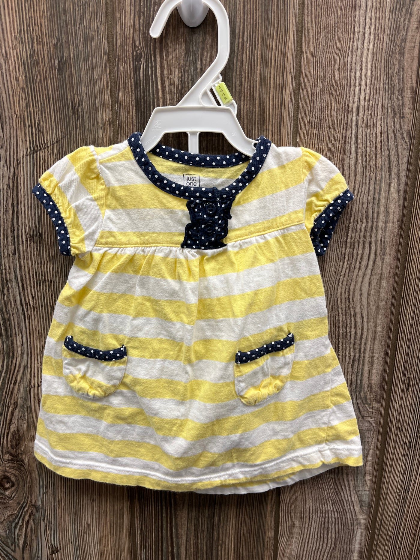 Girl 3 mo Yellow and White Striped Dress with Bummie