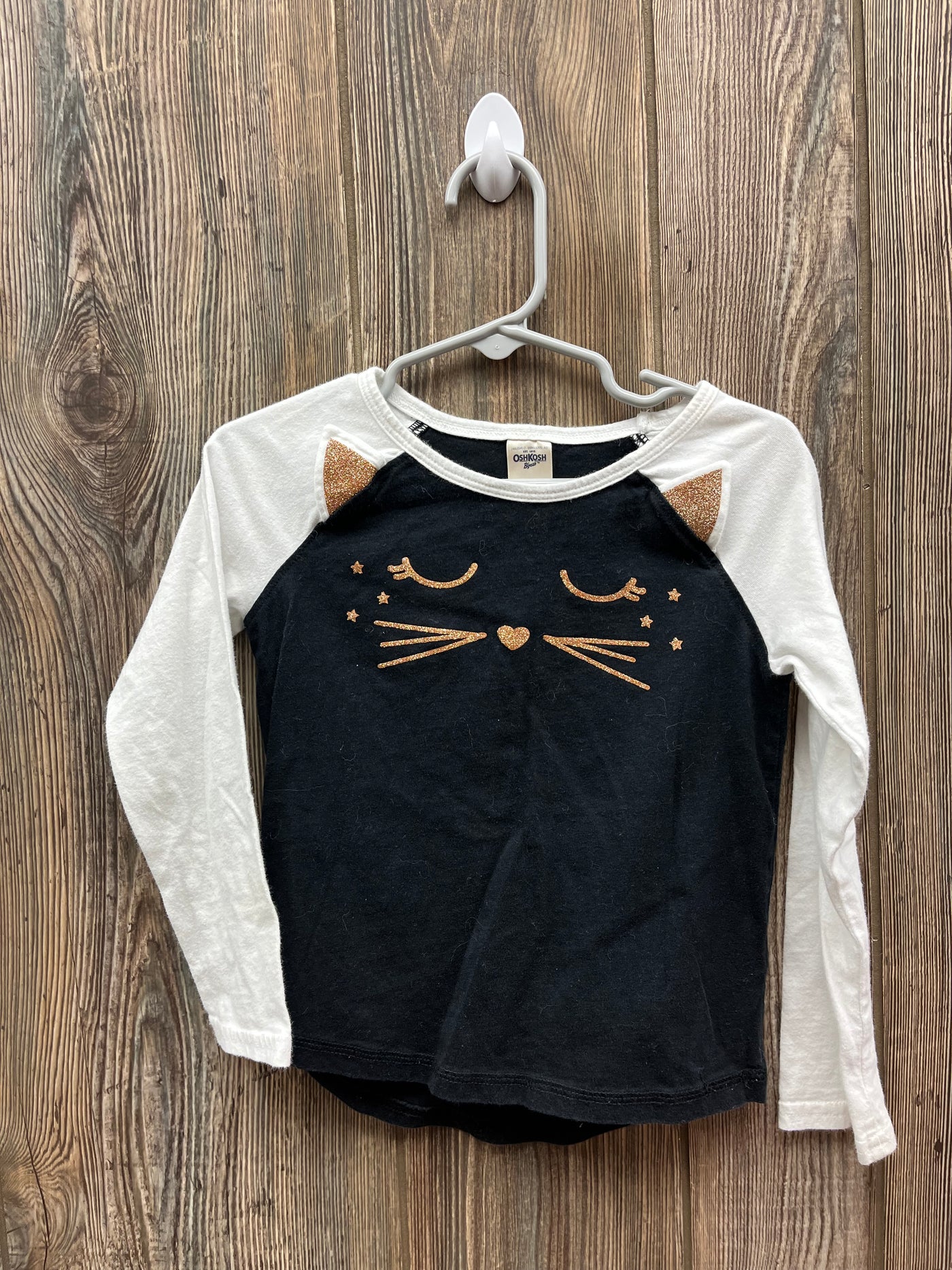 Girls 4T Black Cat Face Long Sleeve Top