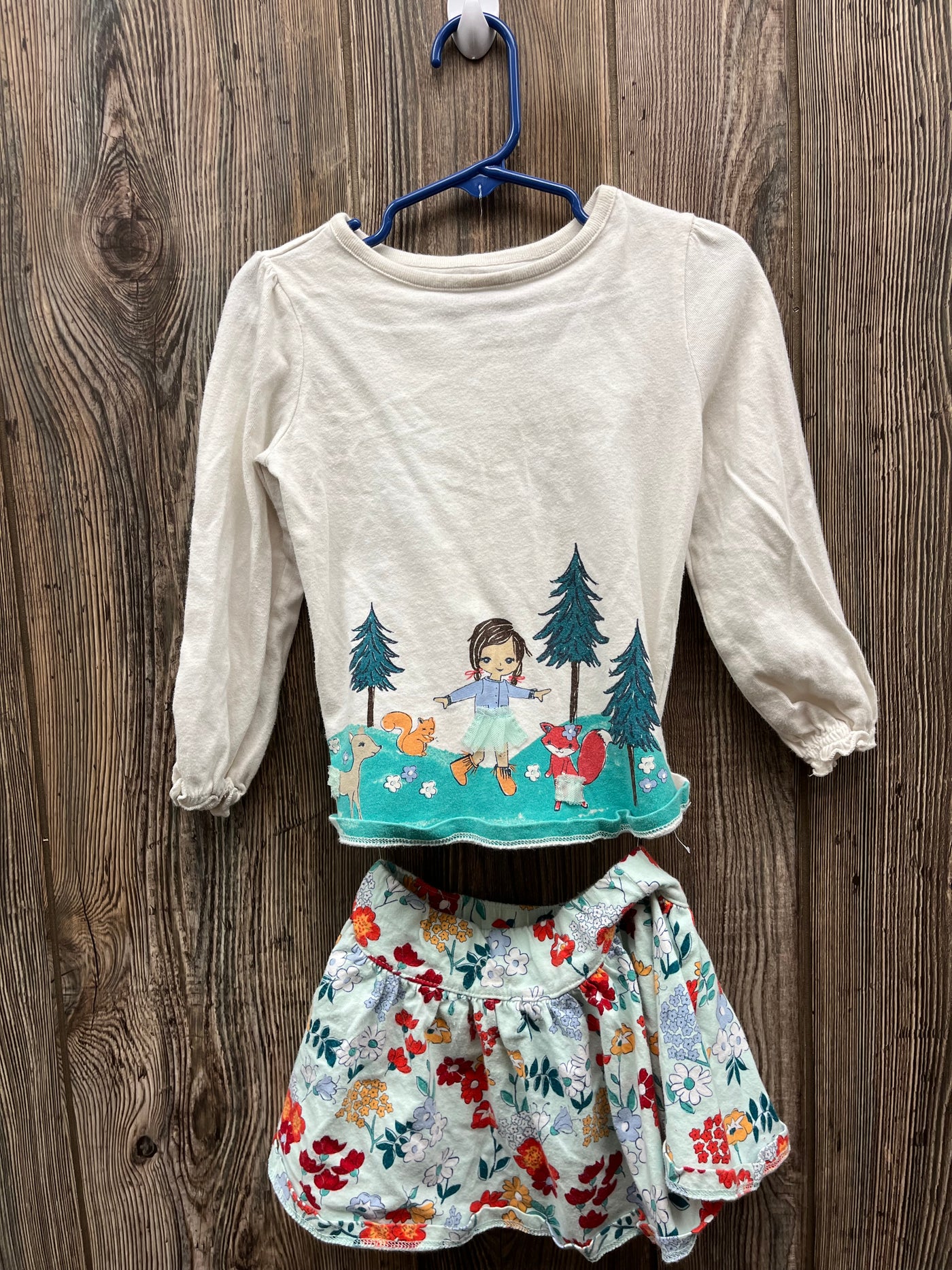 Girls 3T Forest Animals Outfit with Skirt