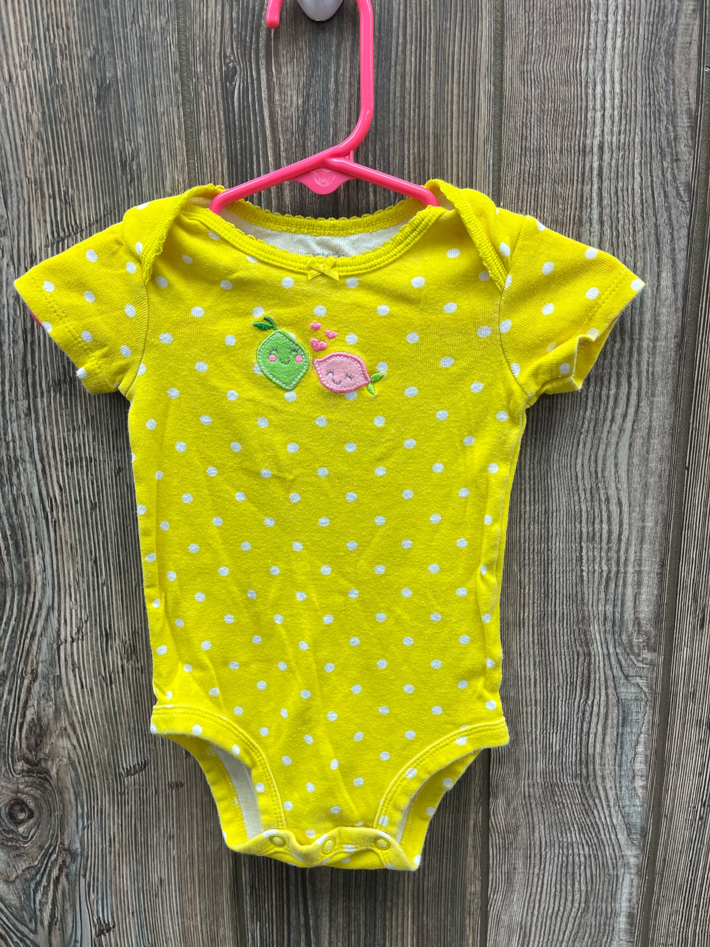 Girl 6 mo Yellow Short Sleeve Onesie with Fruit