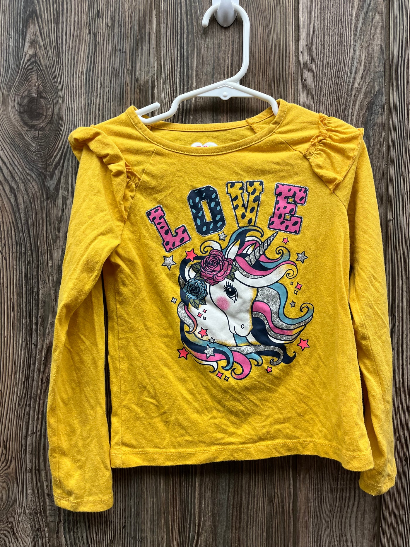 Girls Yellow Love Unicorn Long Sleeve Top