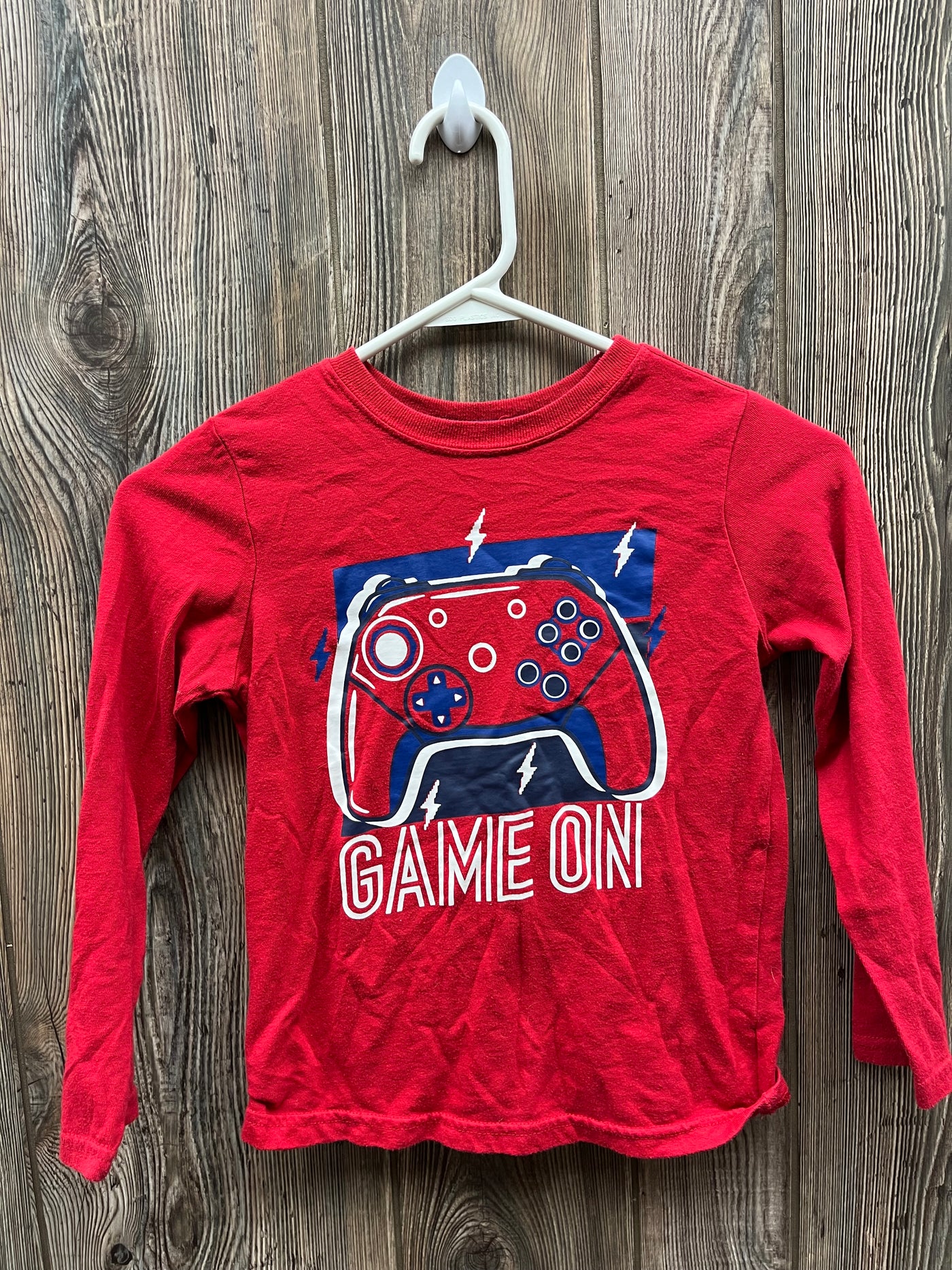 Boys 7 Red Game On Long Sleeve Top