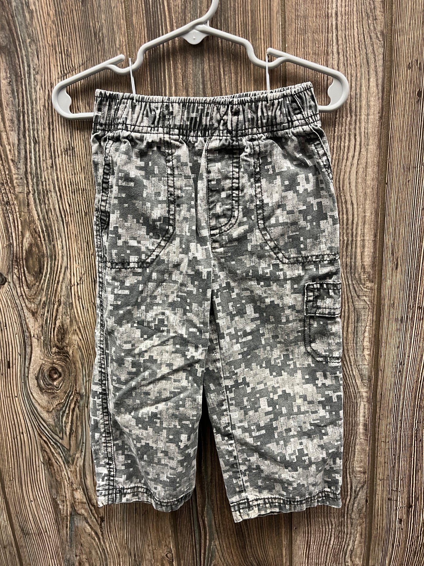 Boys 2T Gray Block Camo Pull On Pants