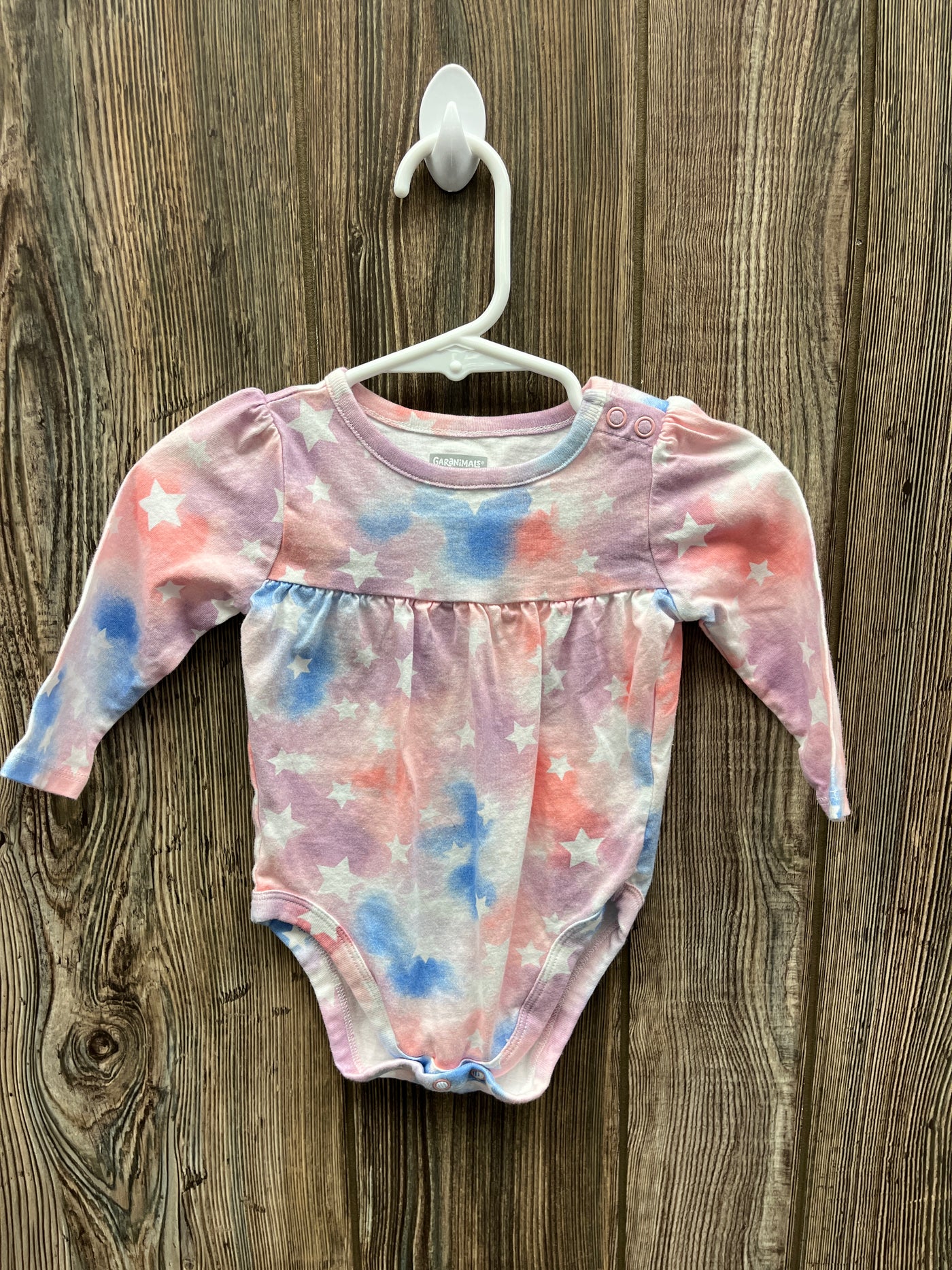 Girl 3-6 mo Pink and Blue Long Sleeve Onesie with Stars