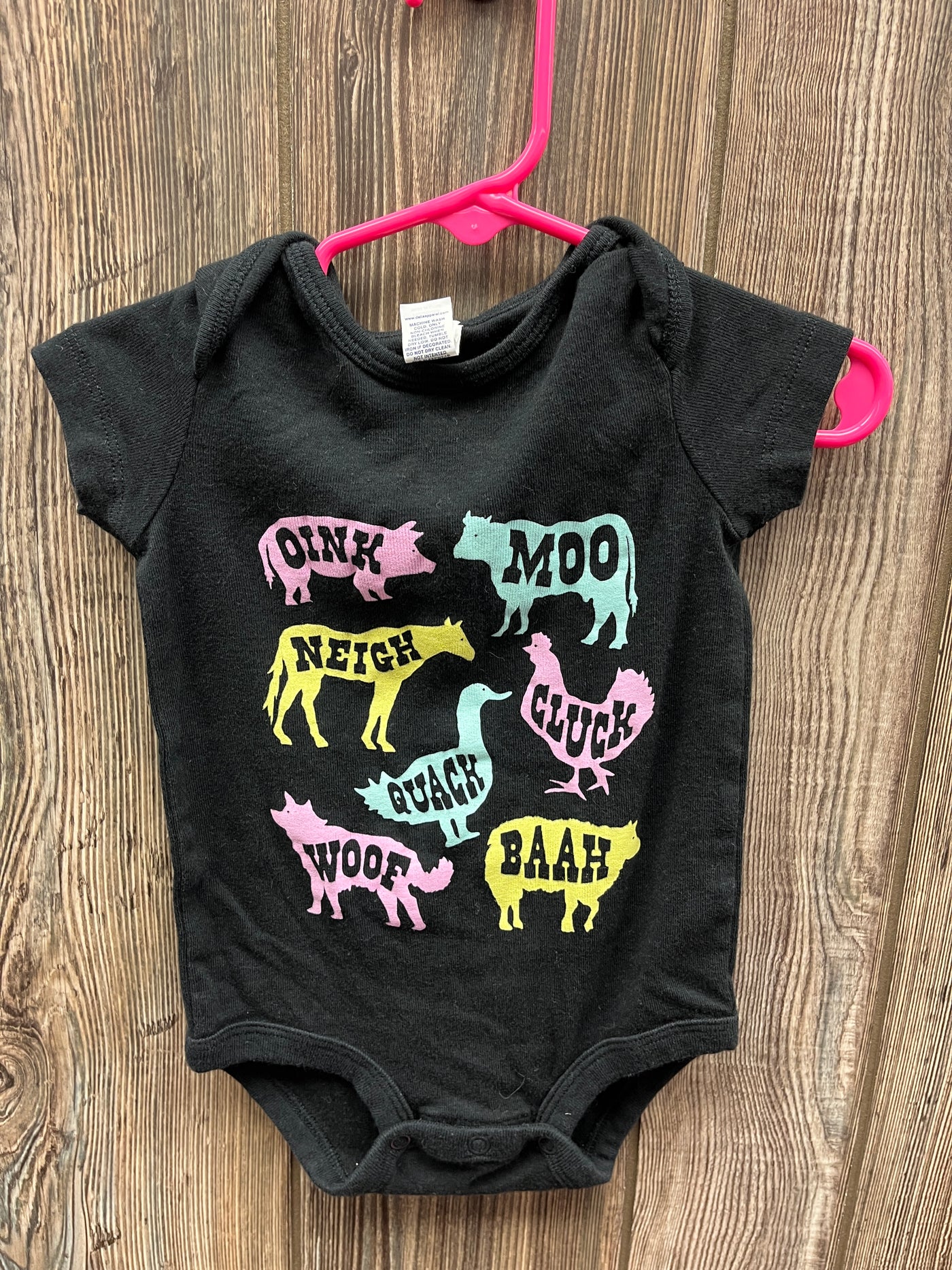 Girl 6 mo Barn Animals Short Sleeve Onesie