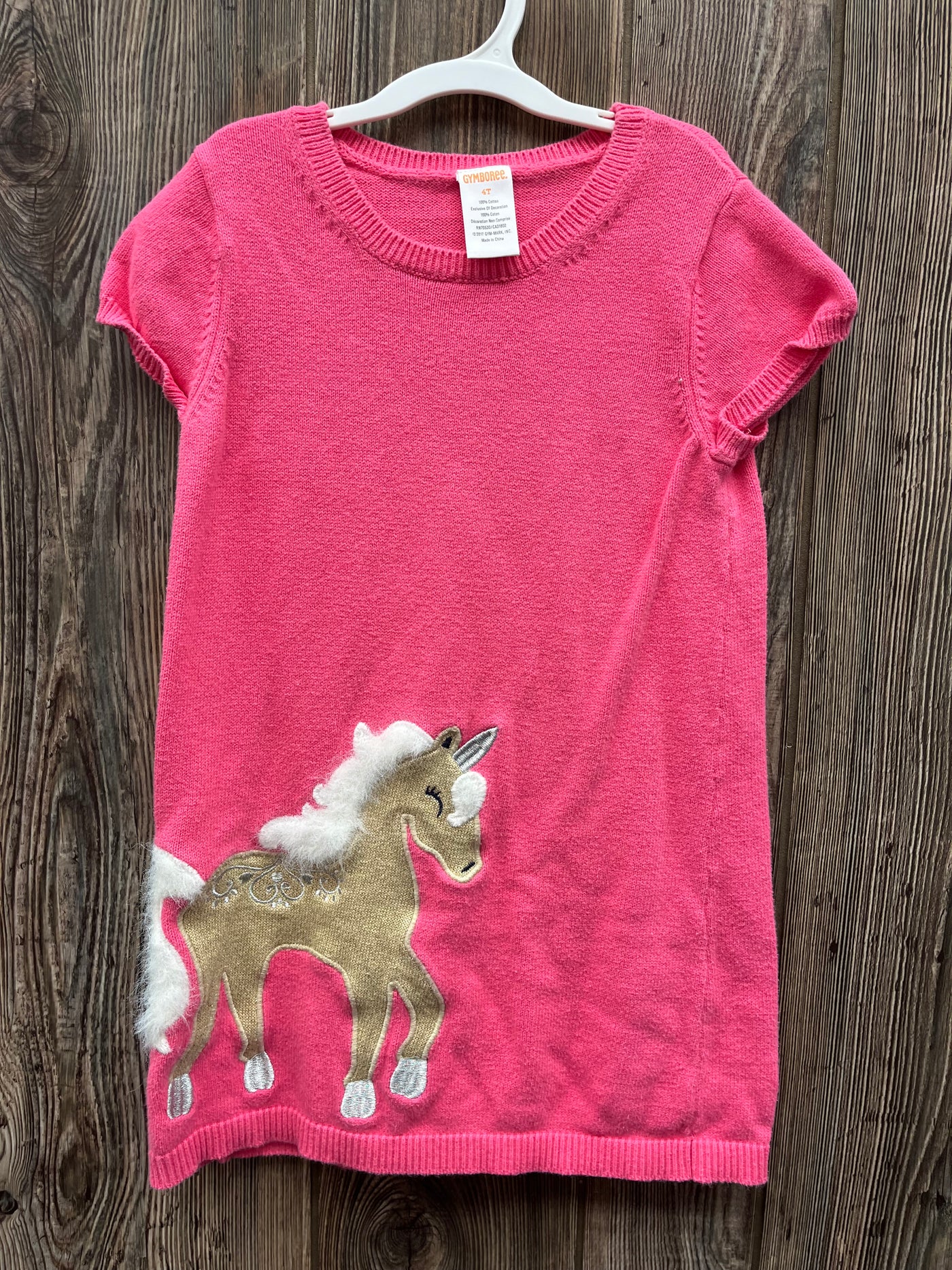 Girls Pink with Horse Short Sleeve Dress