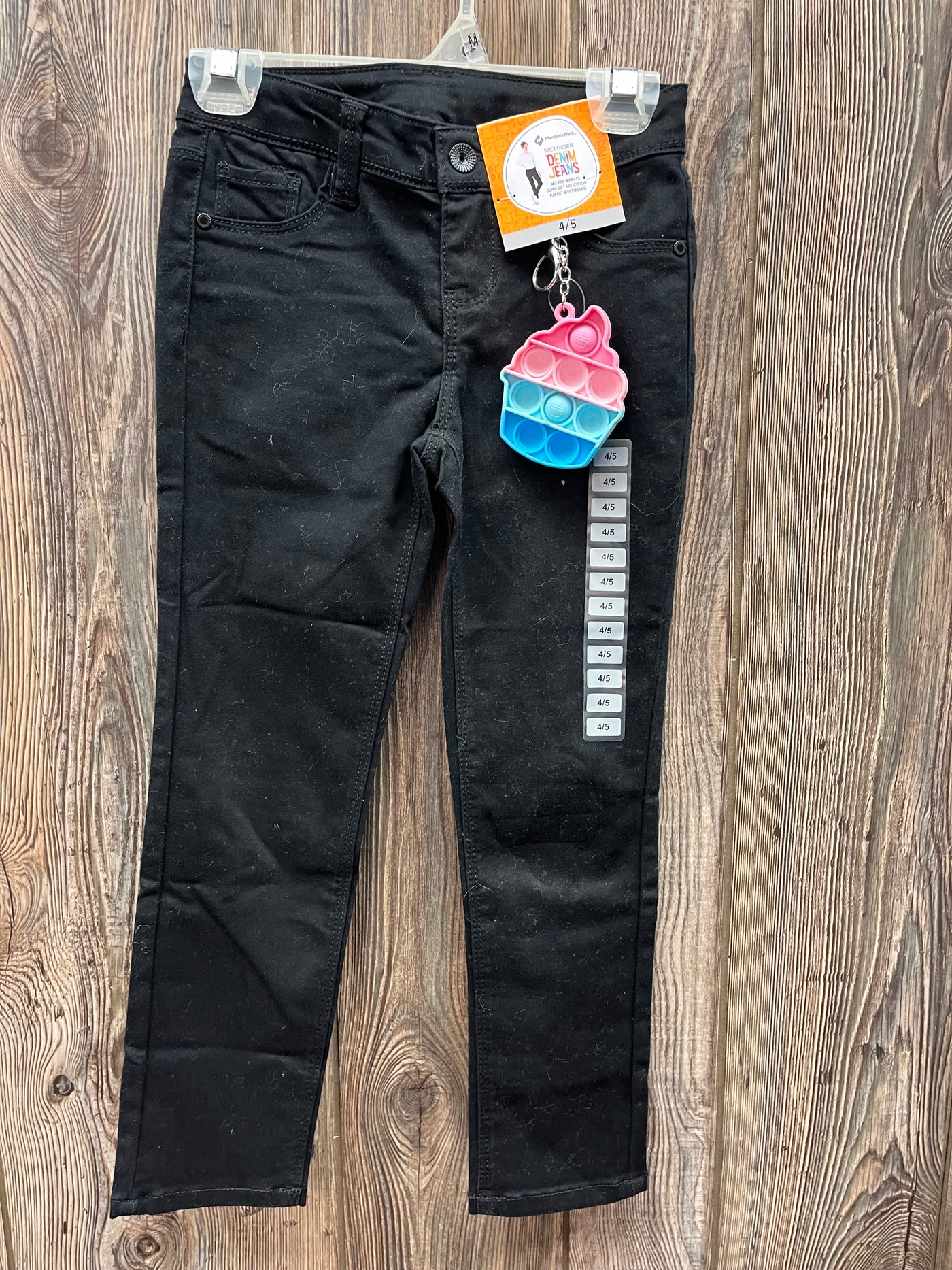 Girls 4/5 NEW Black Jeans with Pop It