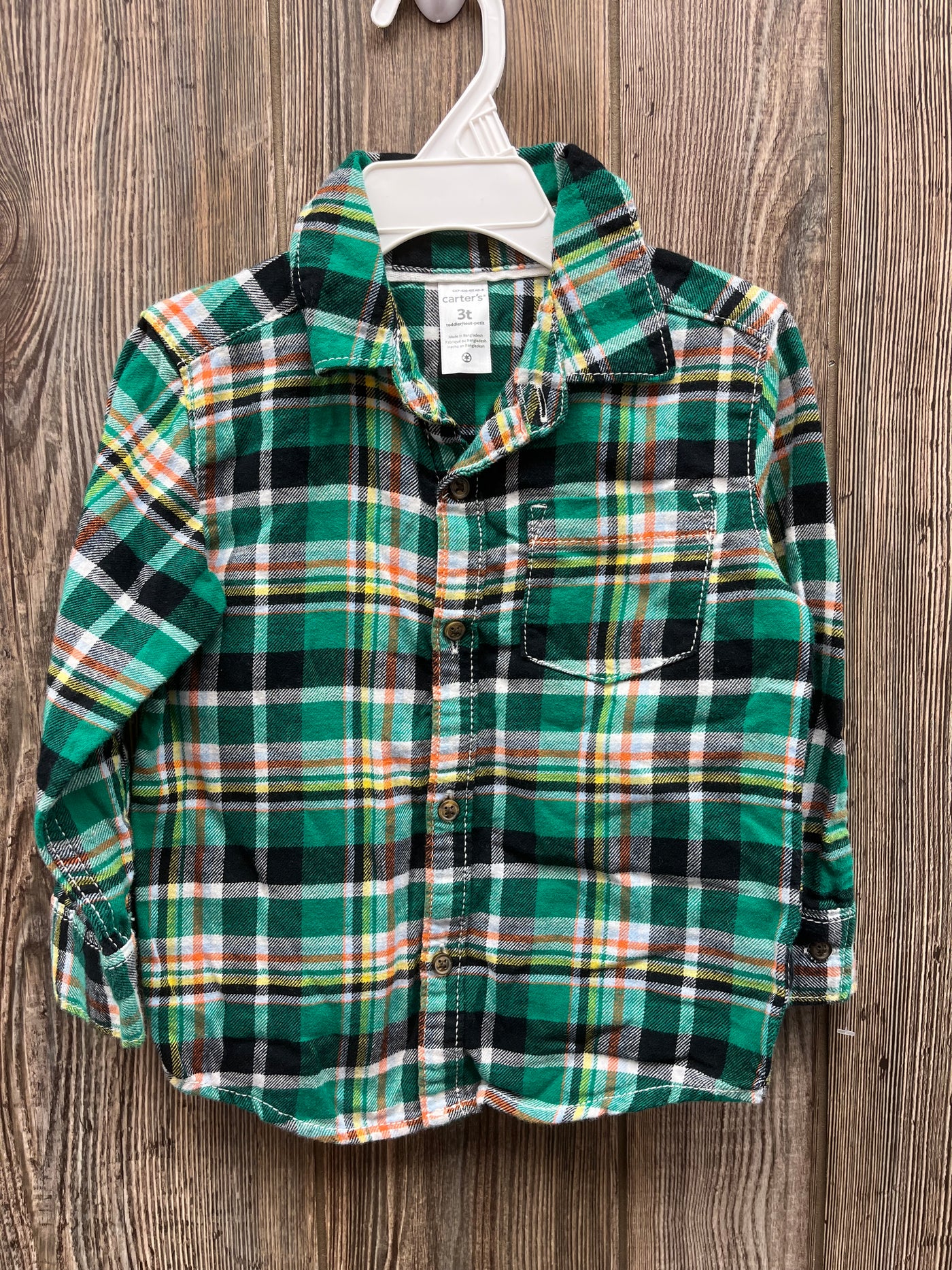 Boys 3T Green and Blue Button Down