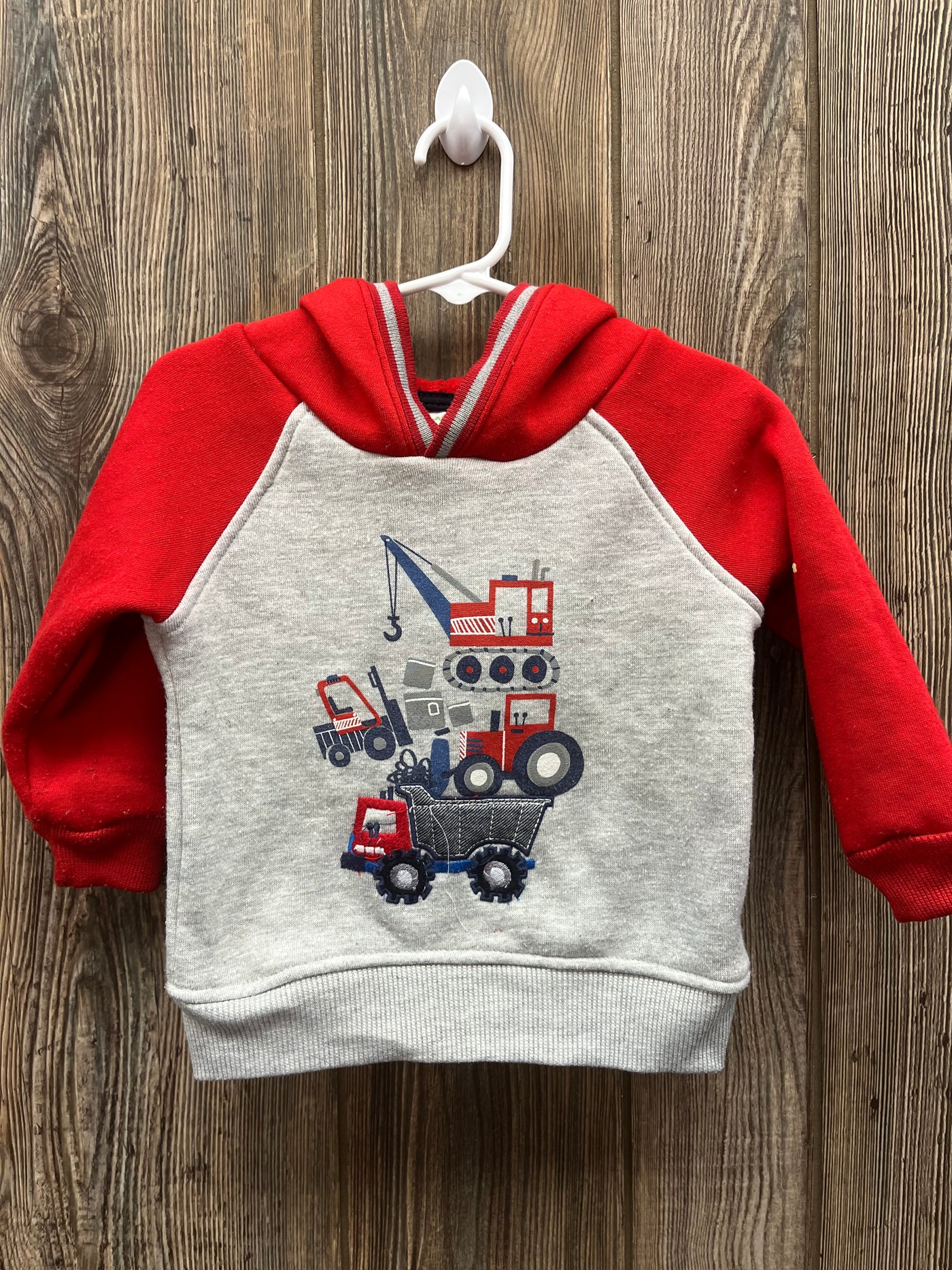 Boys 18 mo Gray Red Construction Hoodie