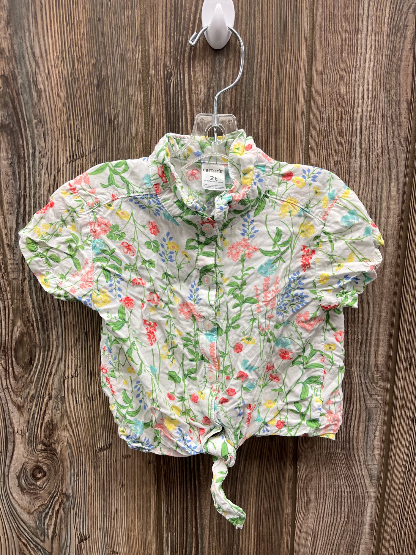 Girls 2T Flower Button Down Shirt