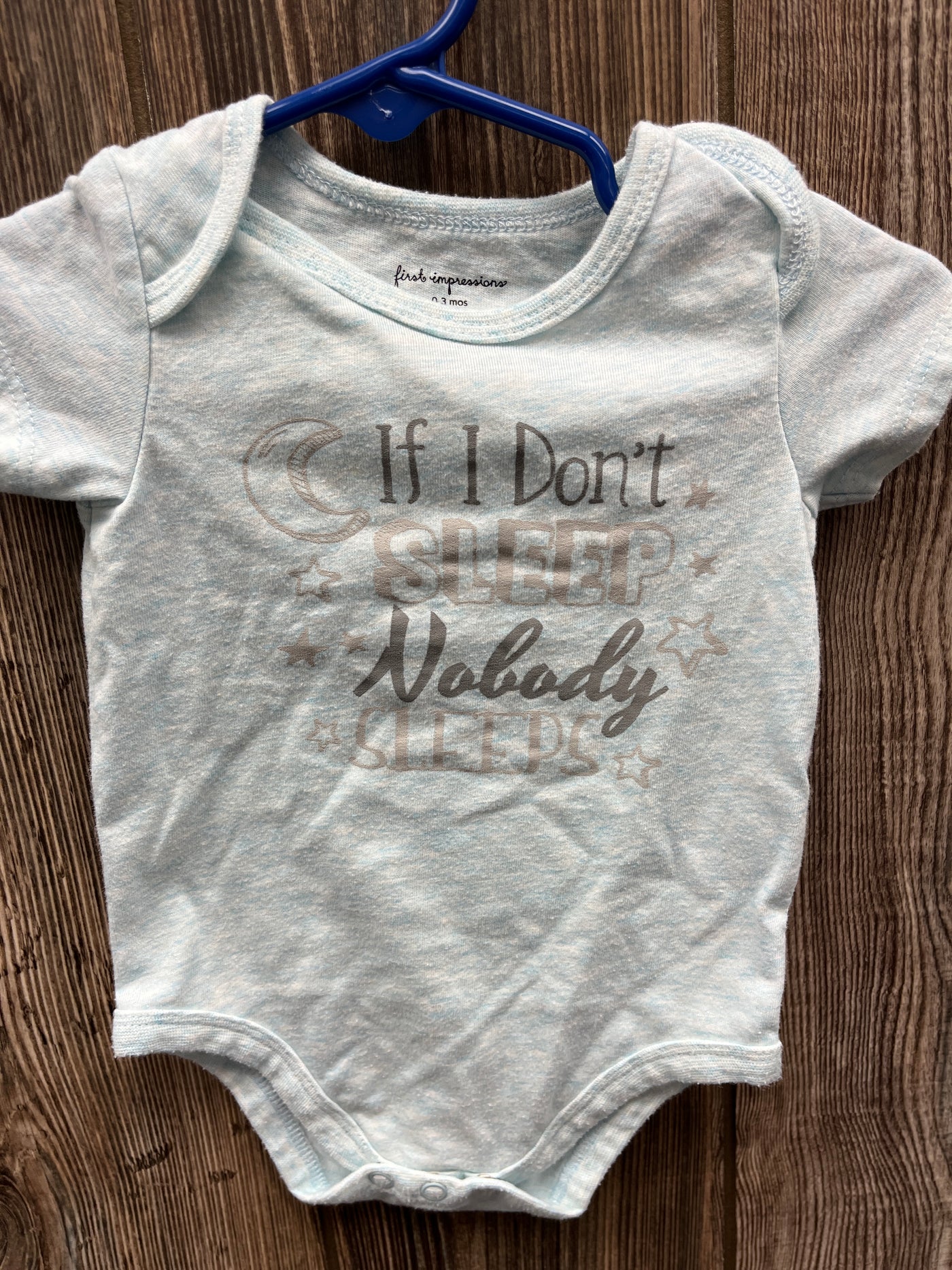 Boys 0-3 mo If I Don't Sleep Short Sleeve Onesie