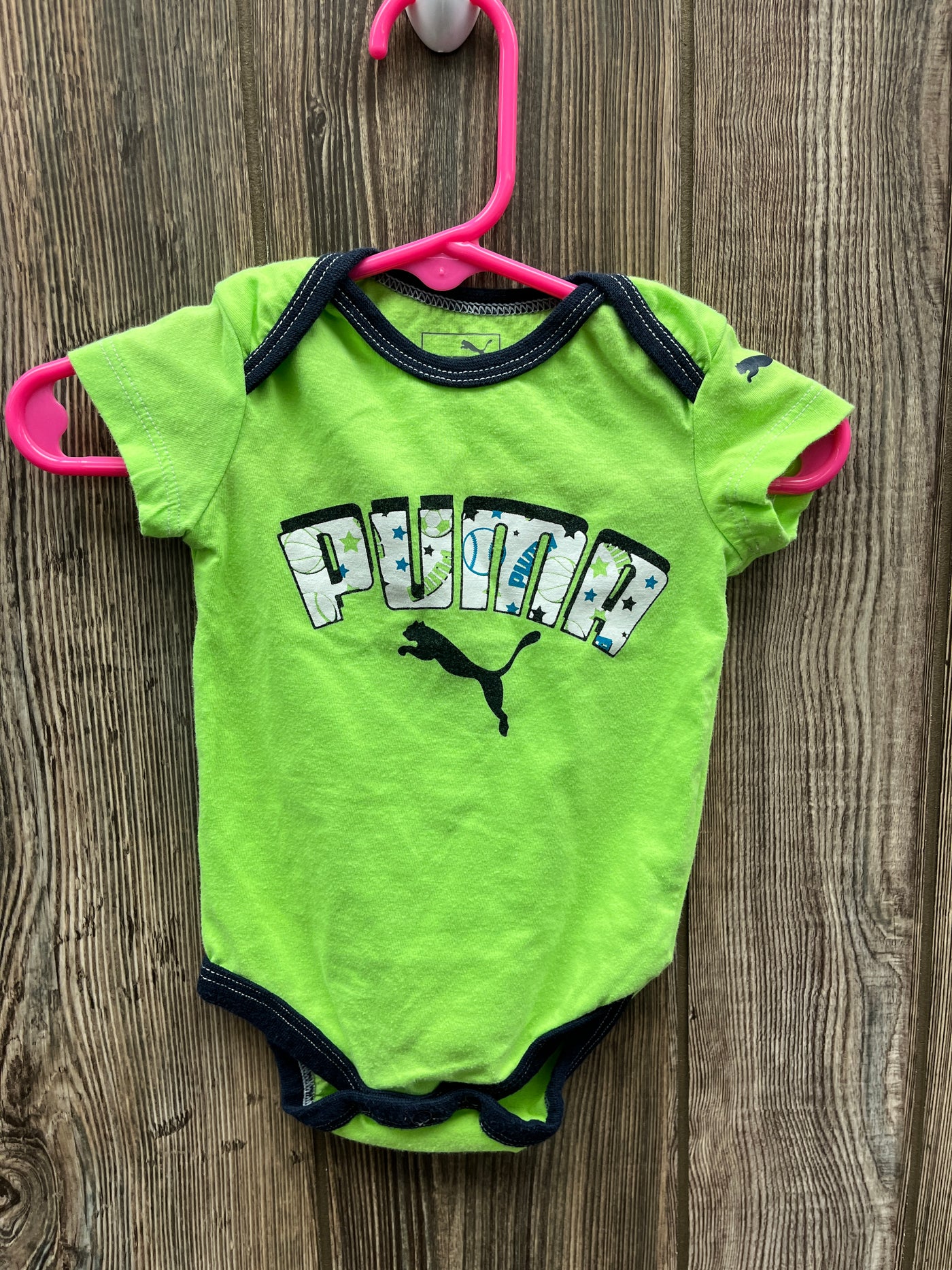 Boys 0-3 mo Green Puma Short Sleeve Onesie