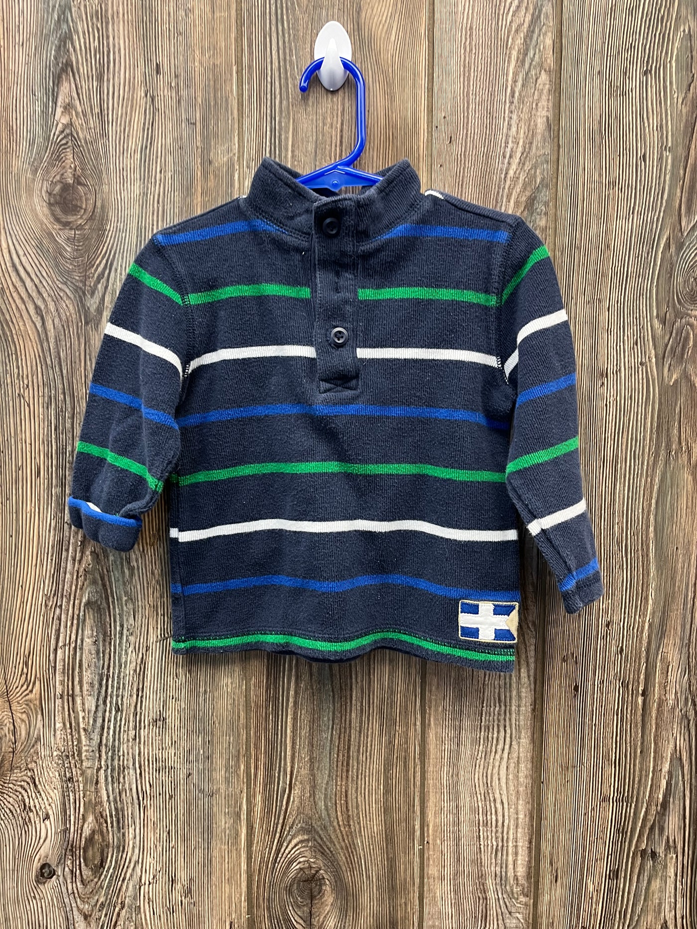 Boys 2T Blue with Green Stripes Sweatshirt