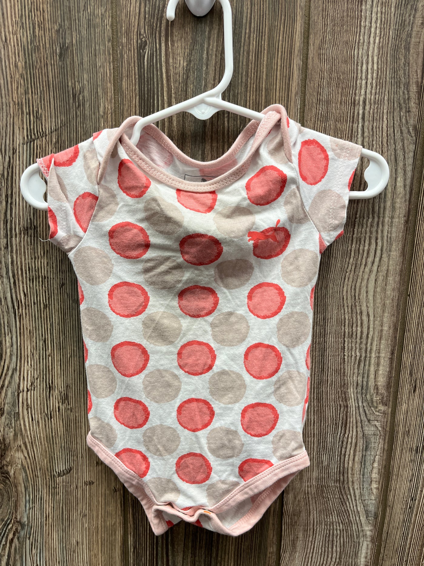 Girl 6-9 mo Puma Short Sleeve Onesie with Pink Poka Dots