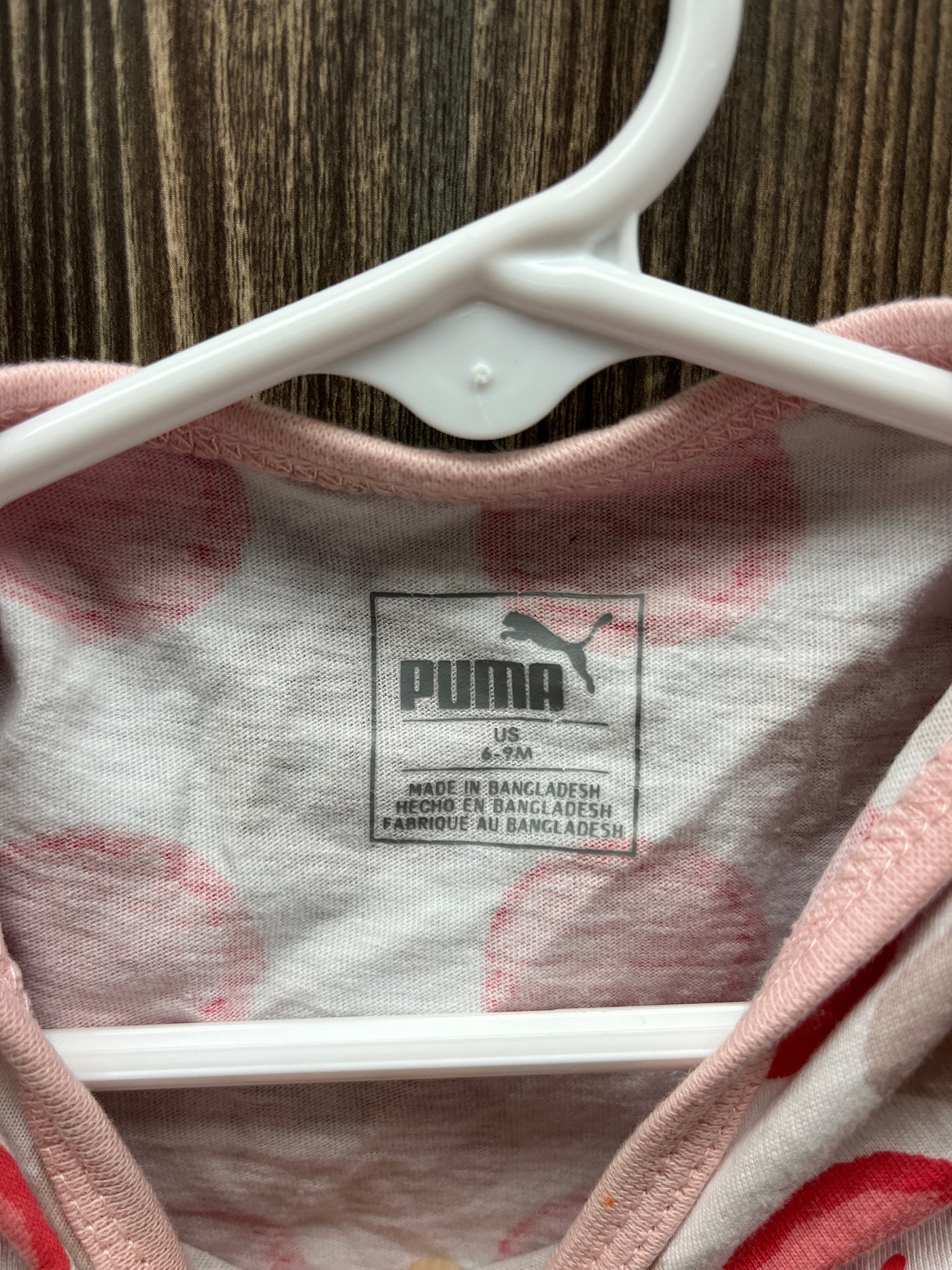 Girl 6-9 mo Puma Short Sleeve Onesie with Pink Poka Dots