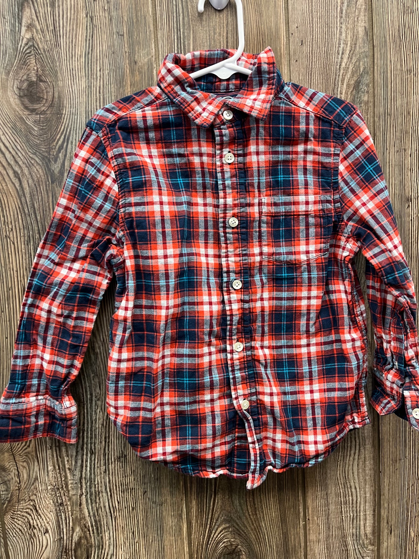 Boys 4/5 Red and Blue Long Sleeve Shirt