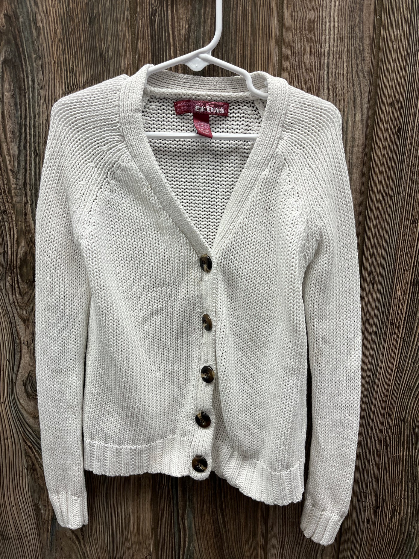 Girl Youth Small Button Up White Sweater