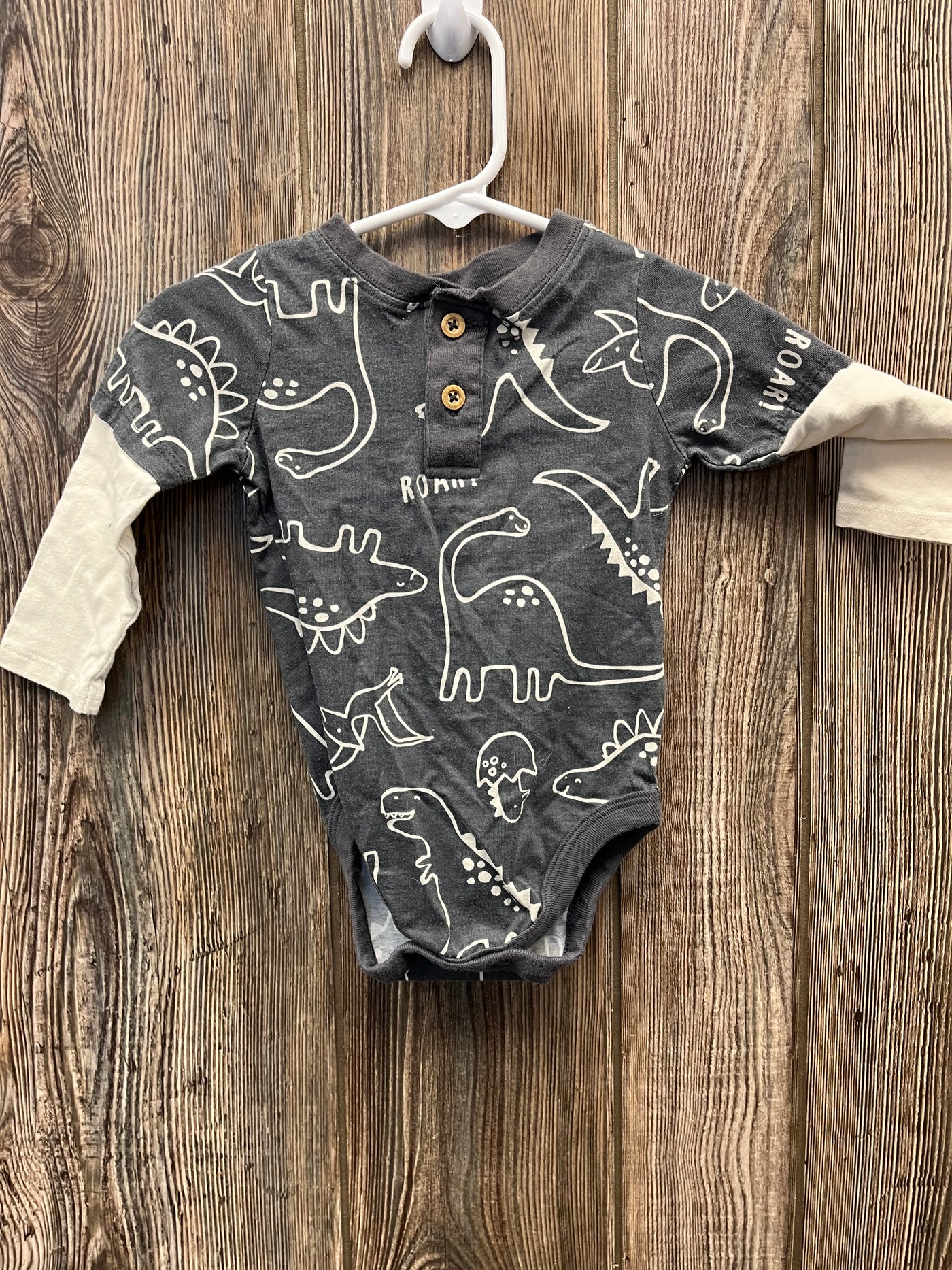 Boys 12 mo Gray Dinosaurl Long Sleeve Onesie