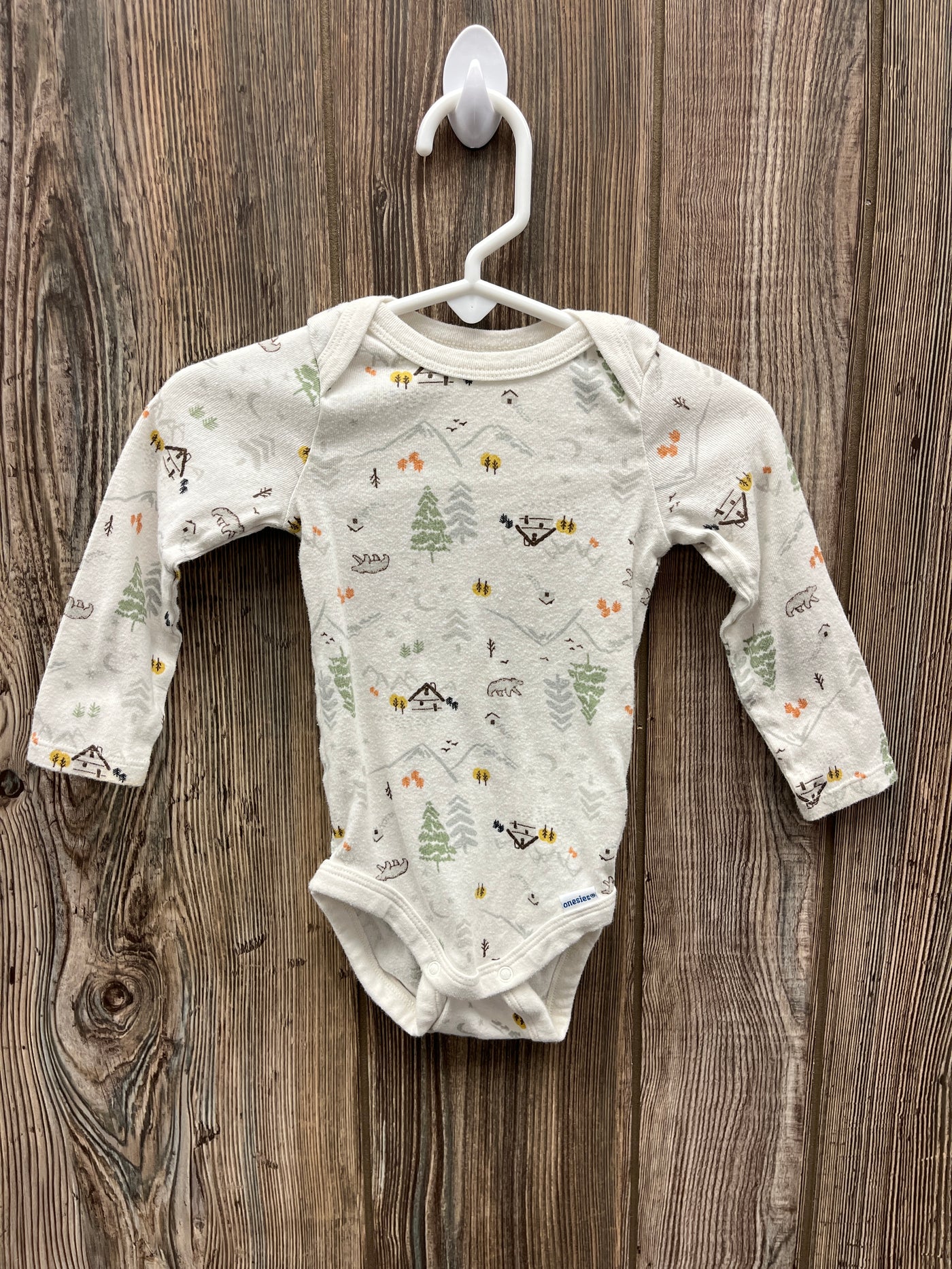 Boys 3-6 mo Mountains and Cabins Long Sleeve Onesie