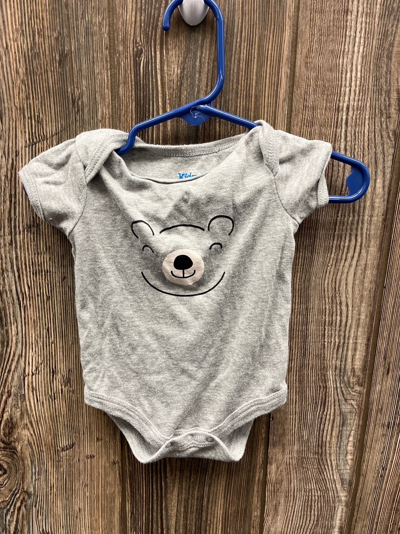 Boys 0-3 mo Gray Bear Short Sleeve Onesie