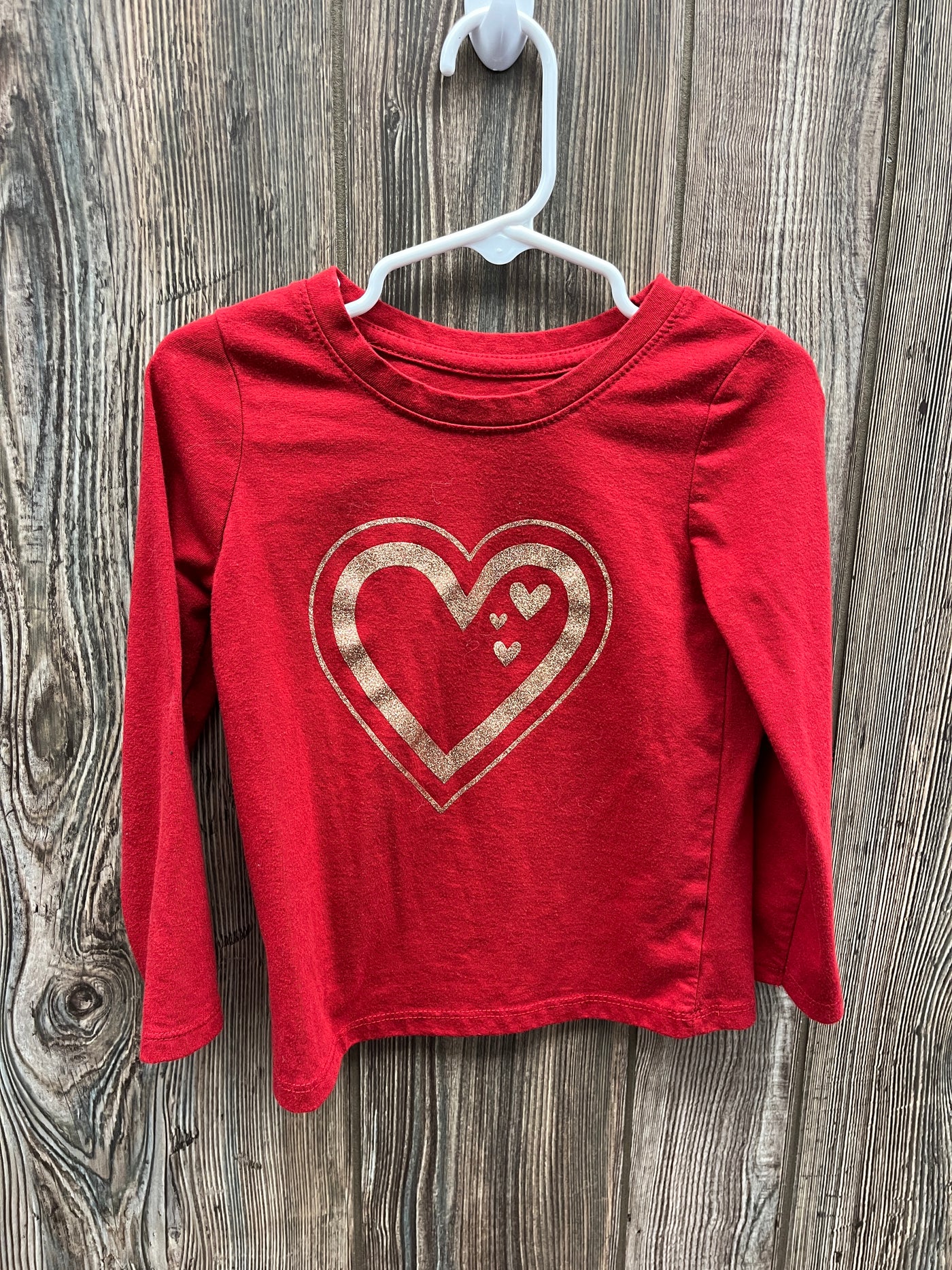 Girl 3T Red Heart Long Sleeve Shirt