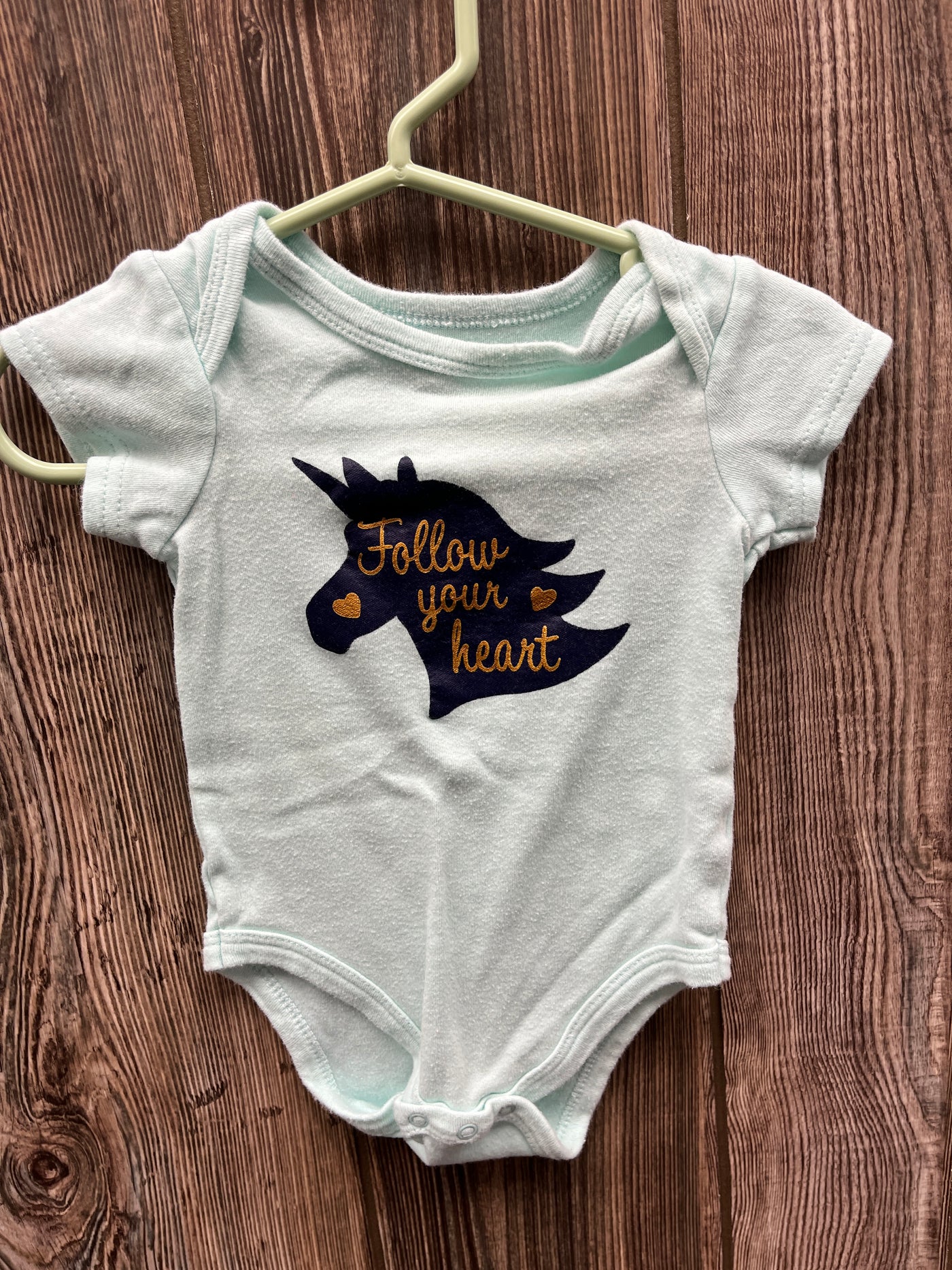 Girl 3-6 mo Follow your Heart Unicorn Short Sleeve Onesie