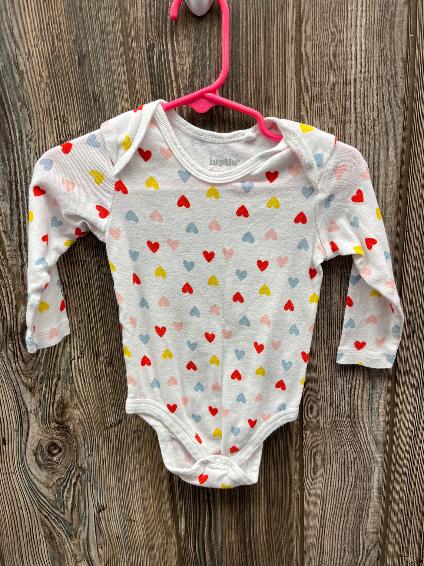 Girls 6-12 mo White Long Sleeve Onesie with Hearts