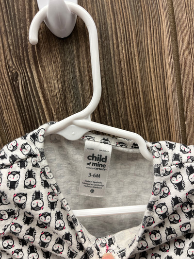 Girls 3-6 mo Black and White Romper with Owel's