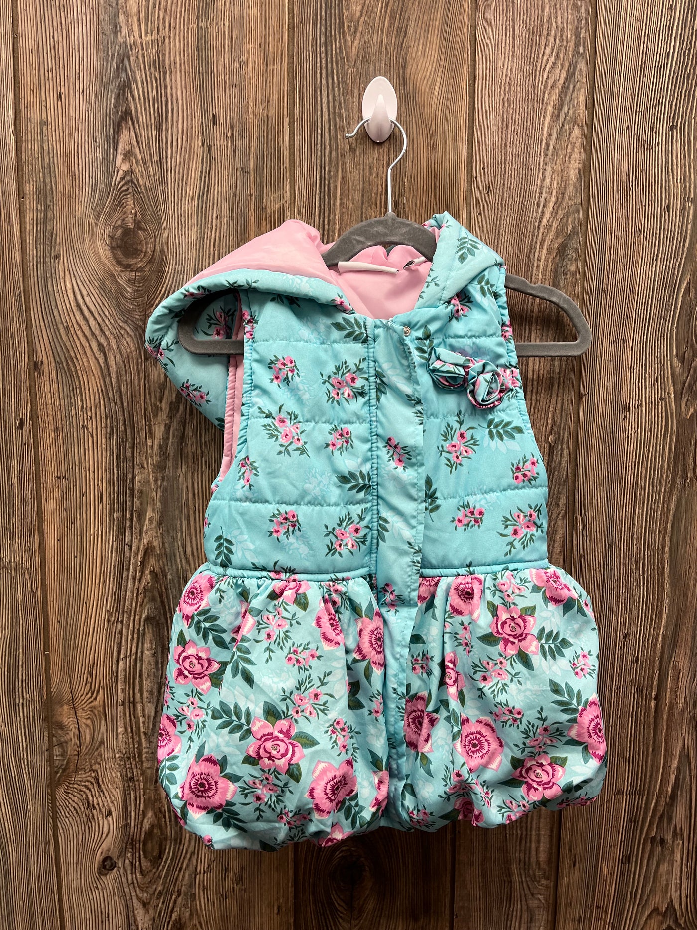 Girls 6 Blue and Pink with Flowers Vest