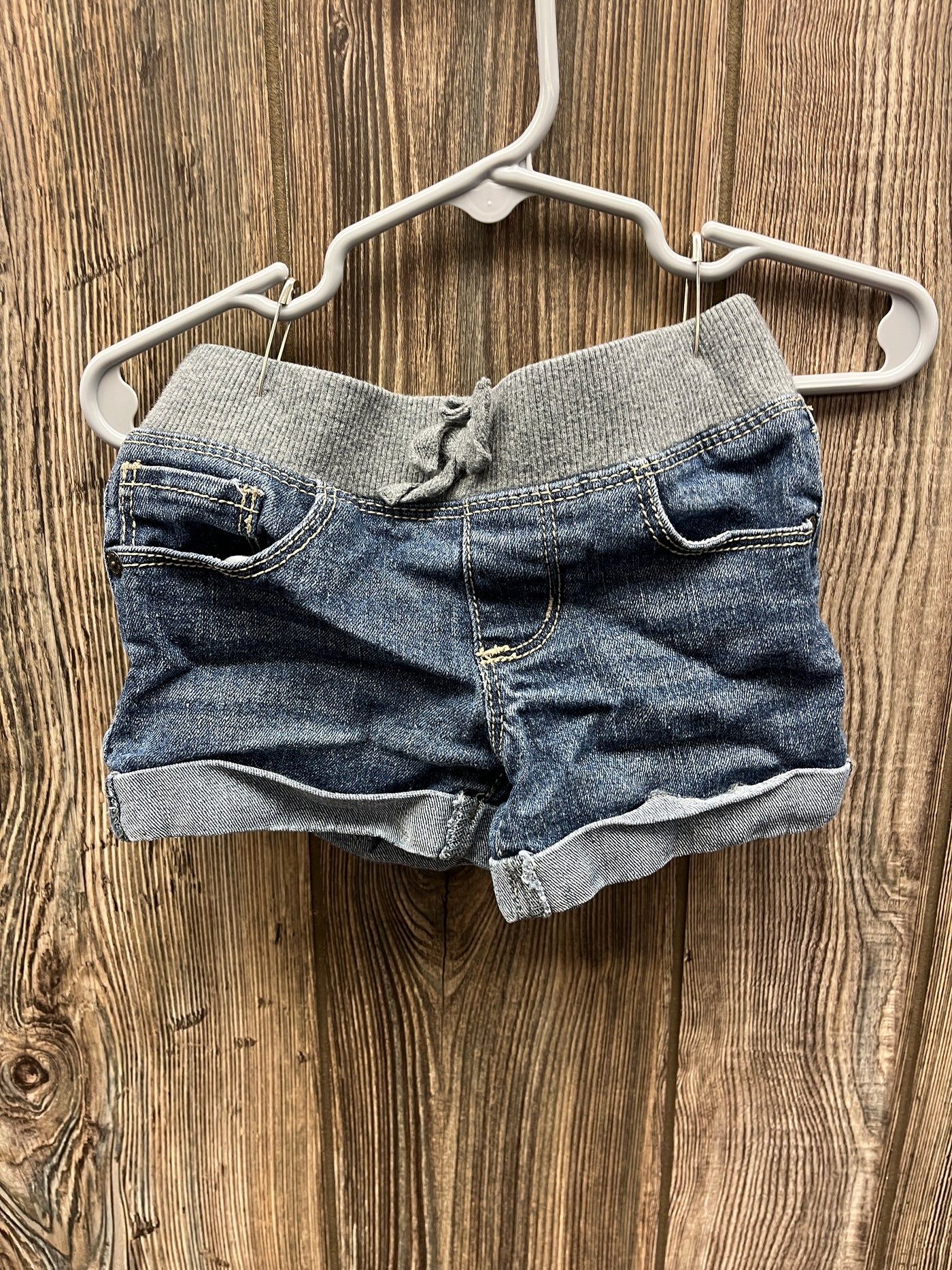 Girls 4 Pull On Blue Jean Shorts with Gray waistband