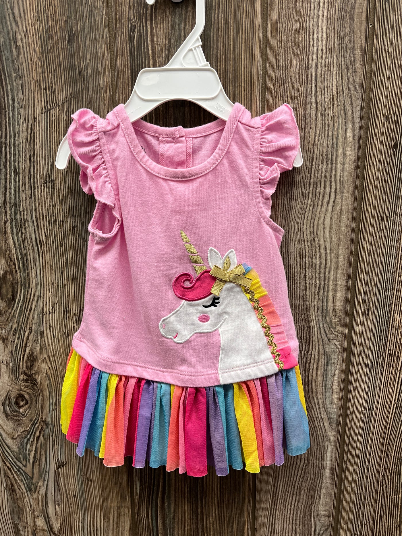 Girl 18 mo Pink Rainbow Unicorn Dress