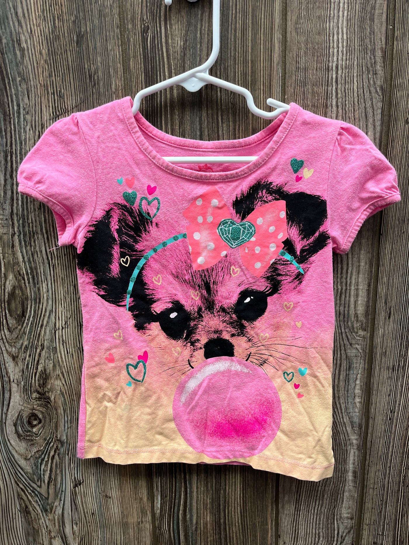 Girls 4T Pink Short Sleeve Shirt with Puppy