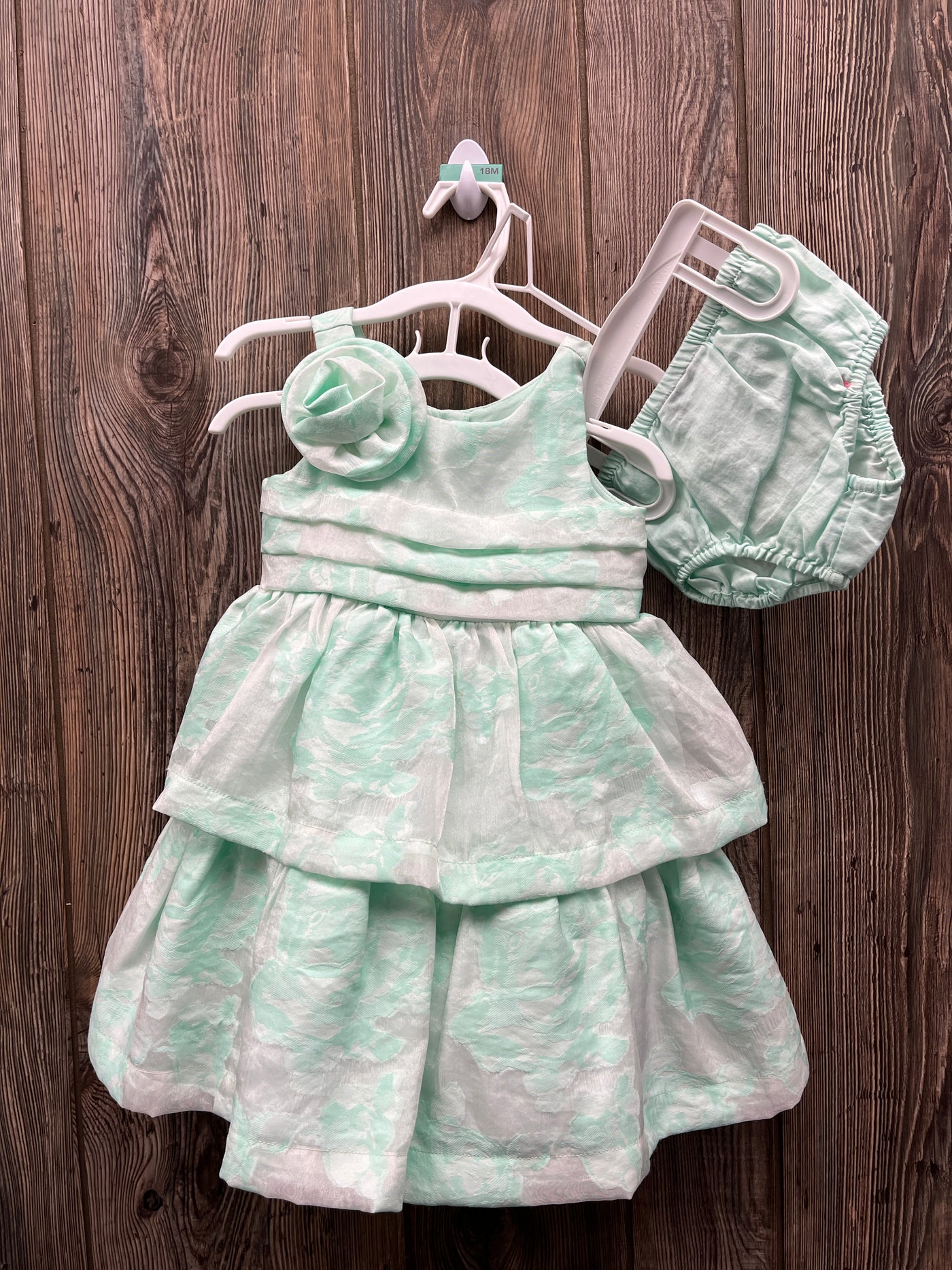 Girl 12-18 mo Janie and Jack Mint Green Flowered Dress